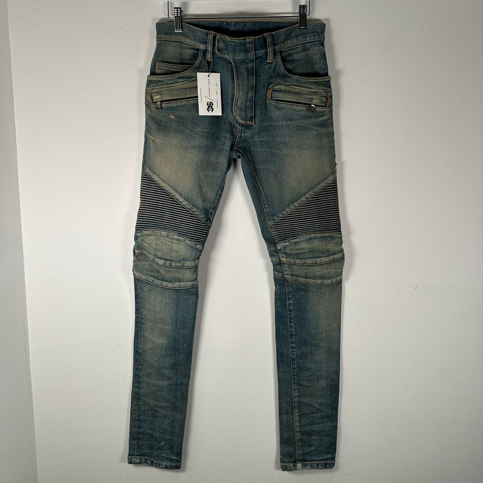 Balmain Lightwash Biker Denim Size 27