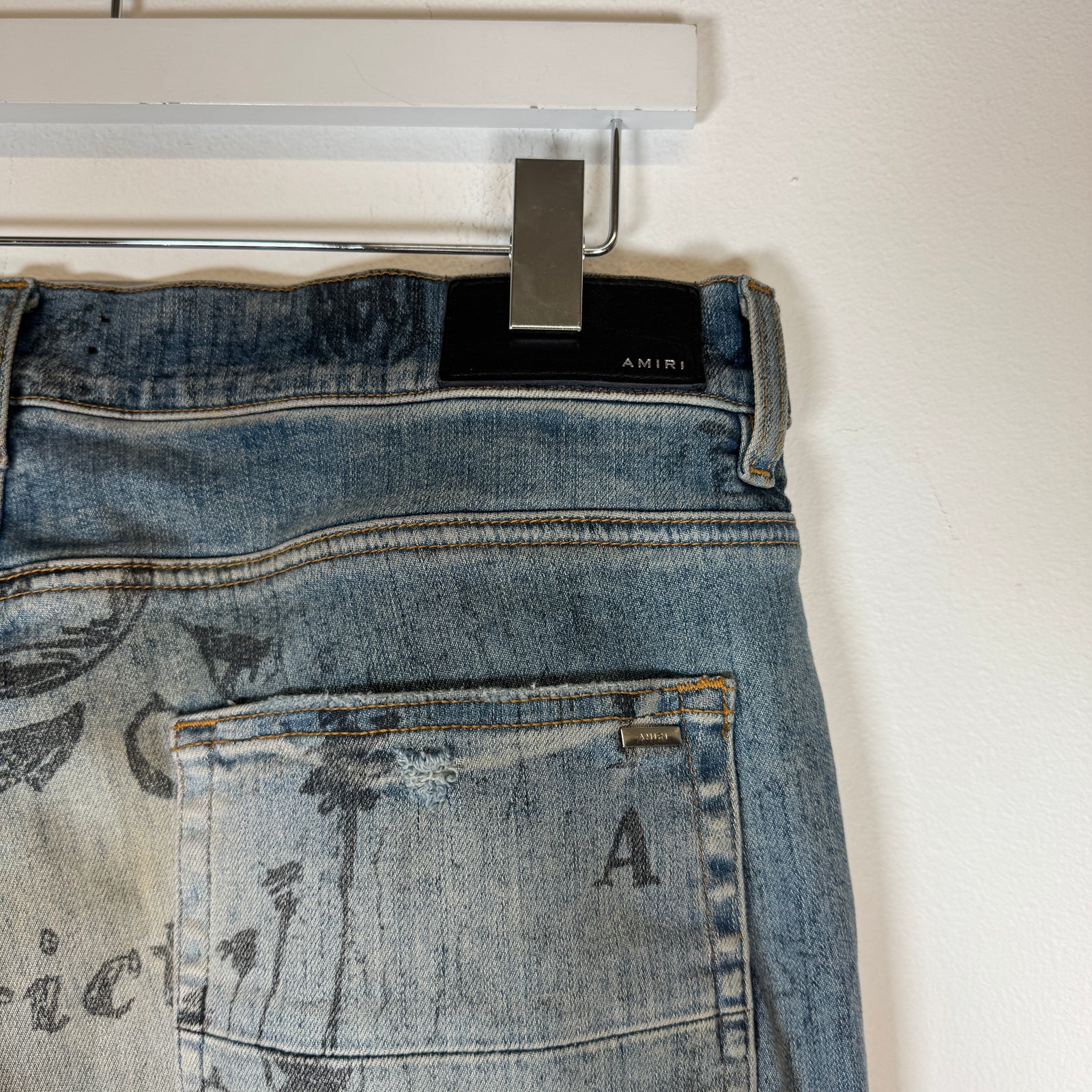 Amiri Lightwash Military Stencil Jeans Size 36