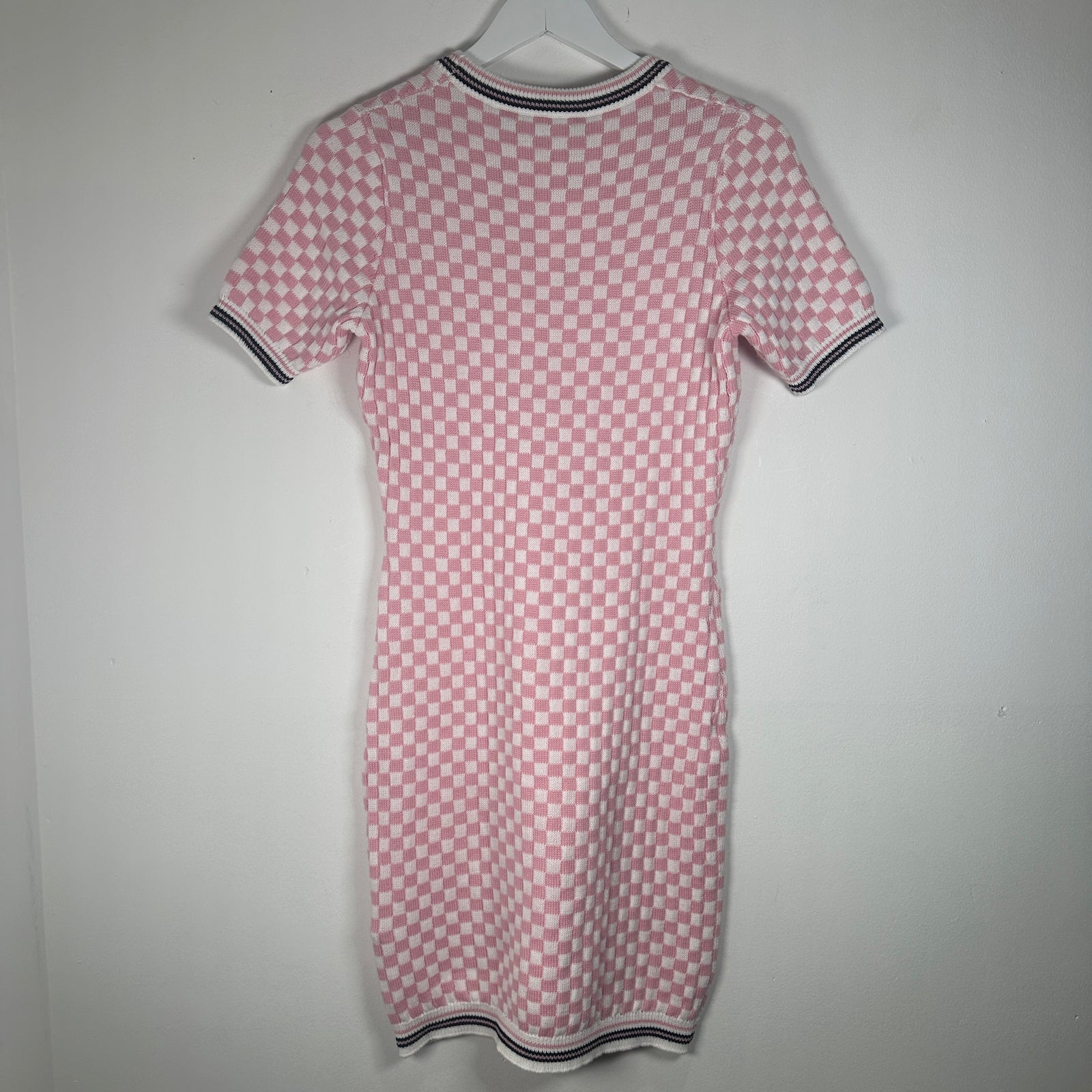 Versace Pink/White Jacquard Knit Check Dress Size 6