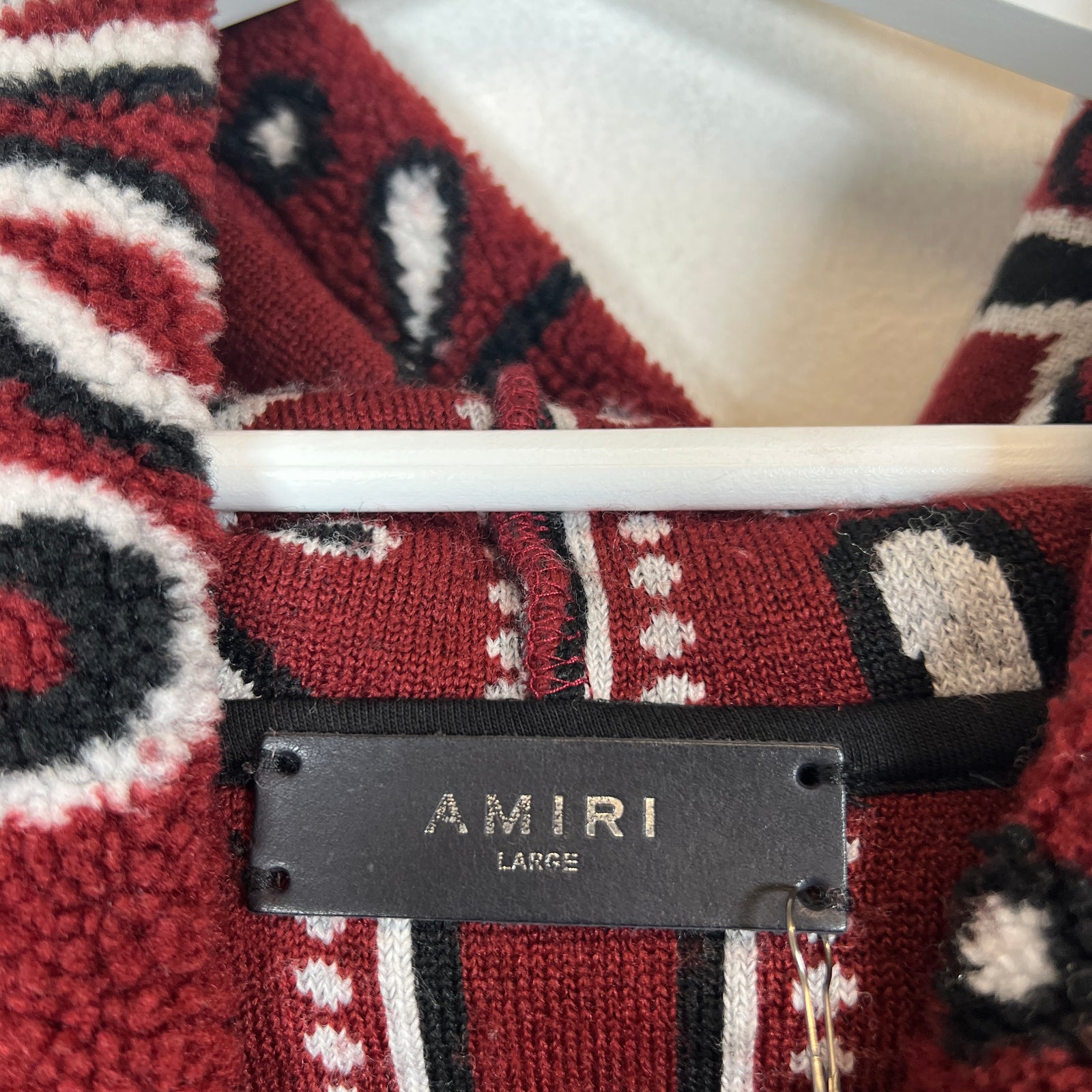 Amiri Red Bandana Polar Fleece Hoodie Size L