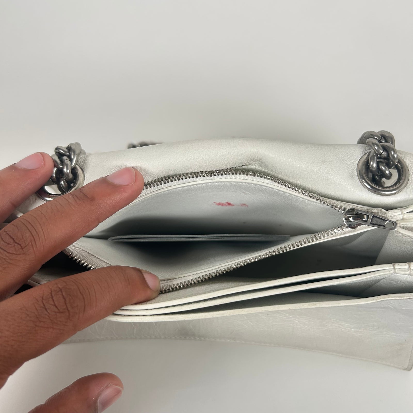 Balenciaga White Small Crush Chain Bag