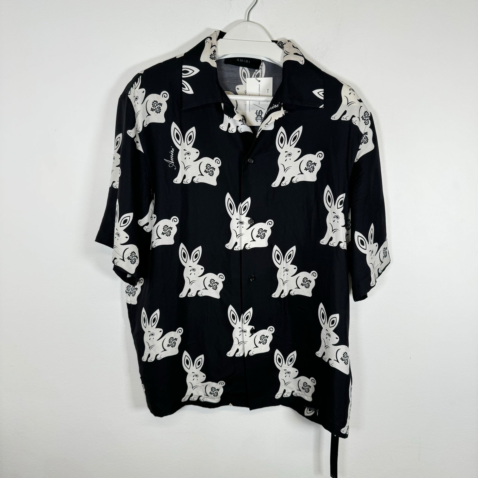 Amiri Black Allover Rabbit Bowling Shirt Size XL