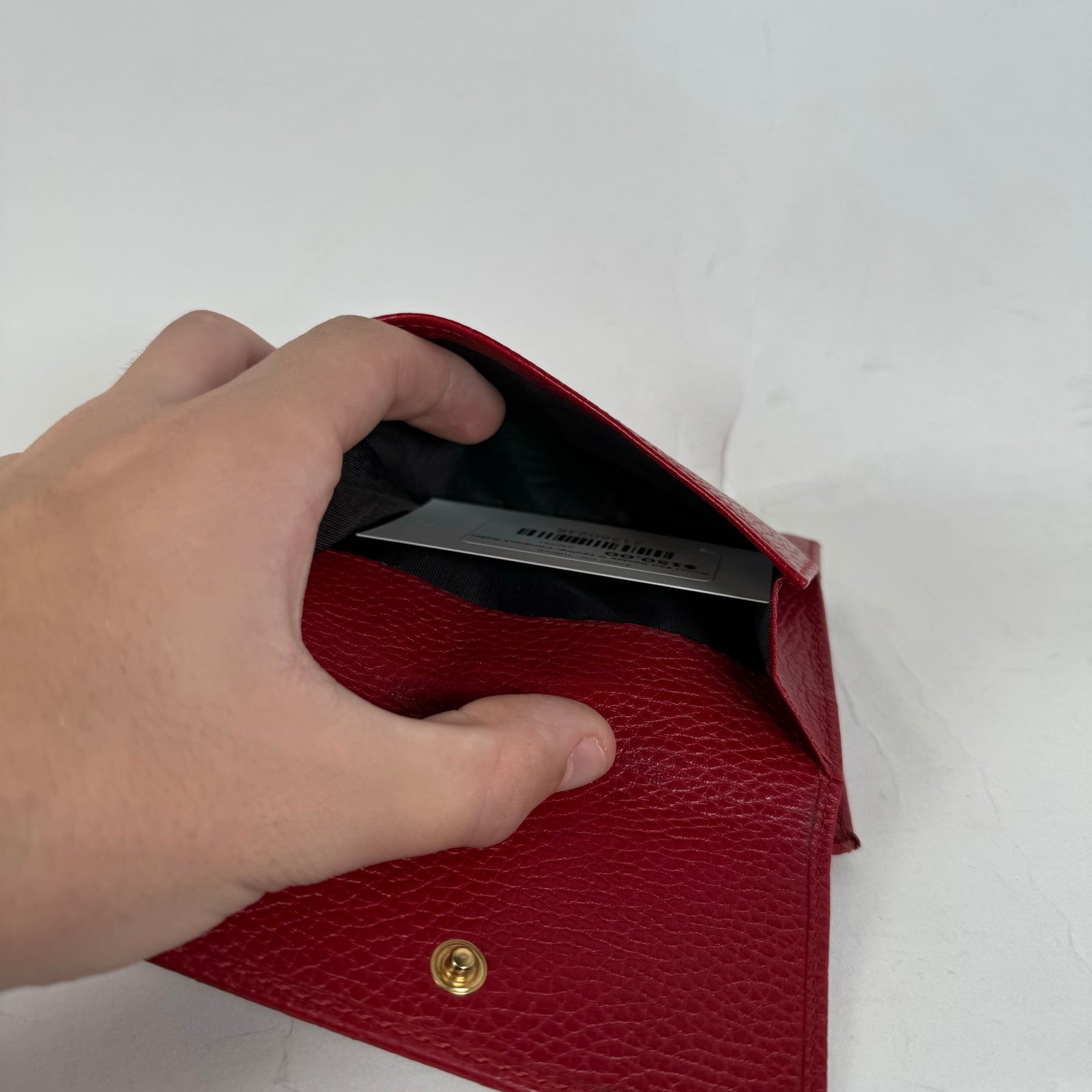 Gucci Red Double G Leather Compact Wallet