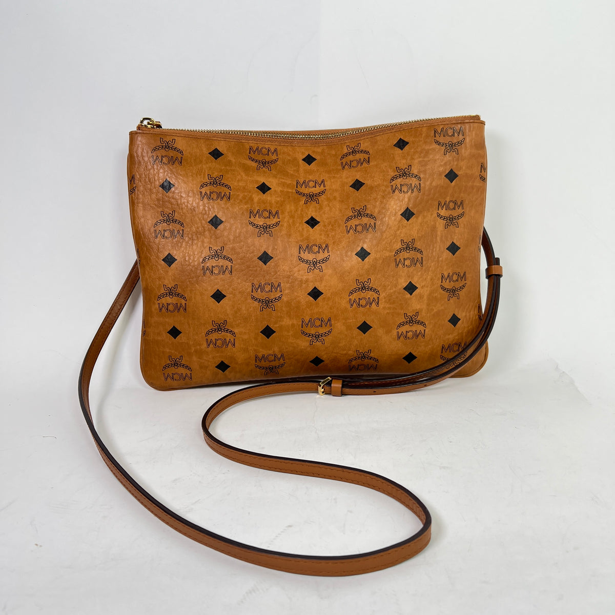 MCM Brown Visetos Crossbody Pouch