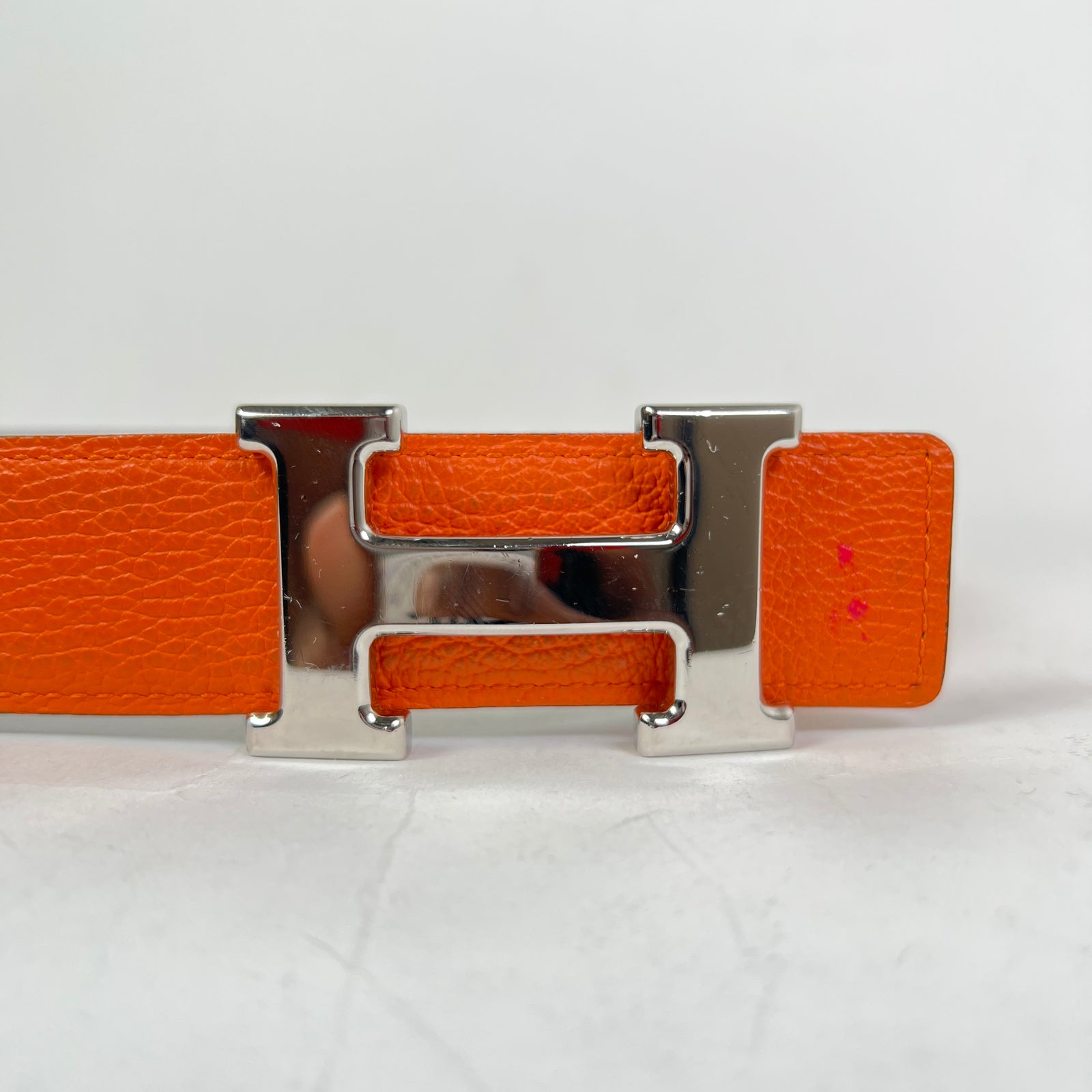 Hermes Orange Togo Constance Reversible 32MM H Belt