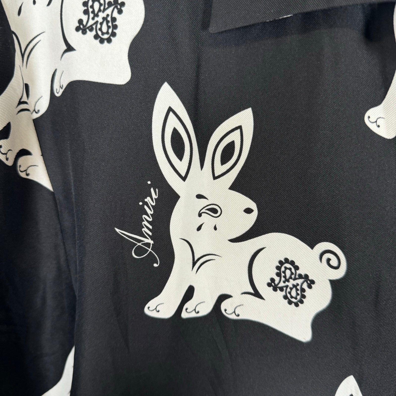Amiri Black Allover Rabbit Bowling Shirt Size XL