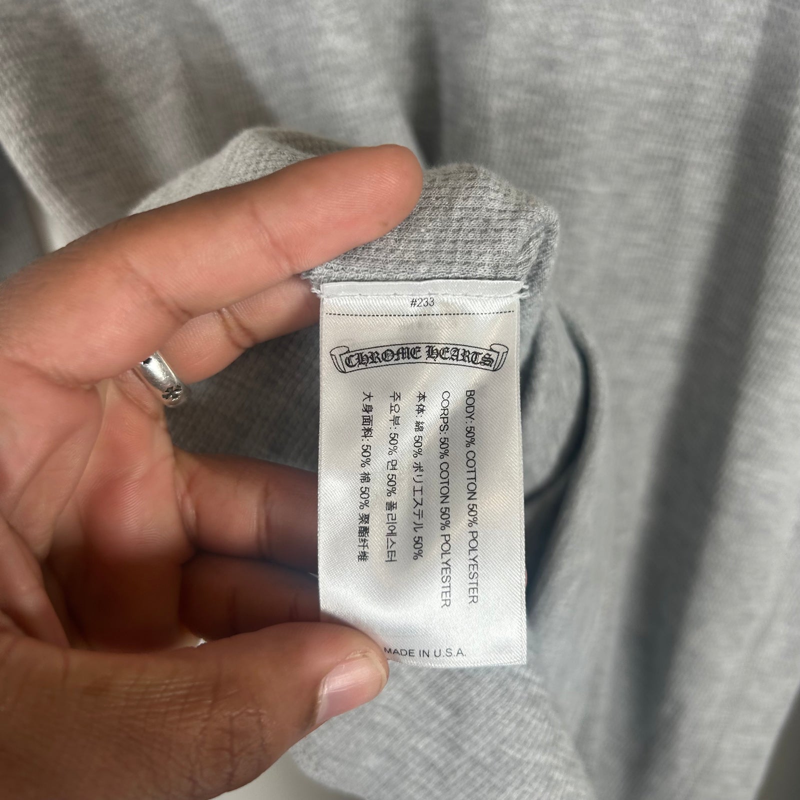 Chrome Hearts Grey Dagger Thermal Longsleeve Size XL