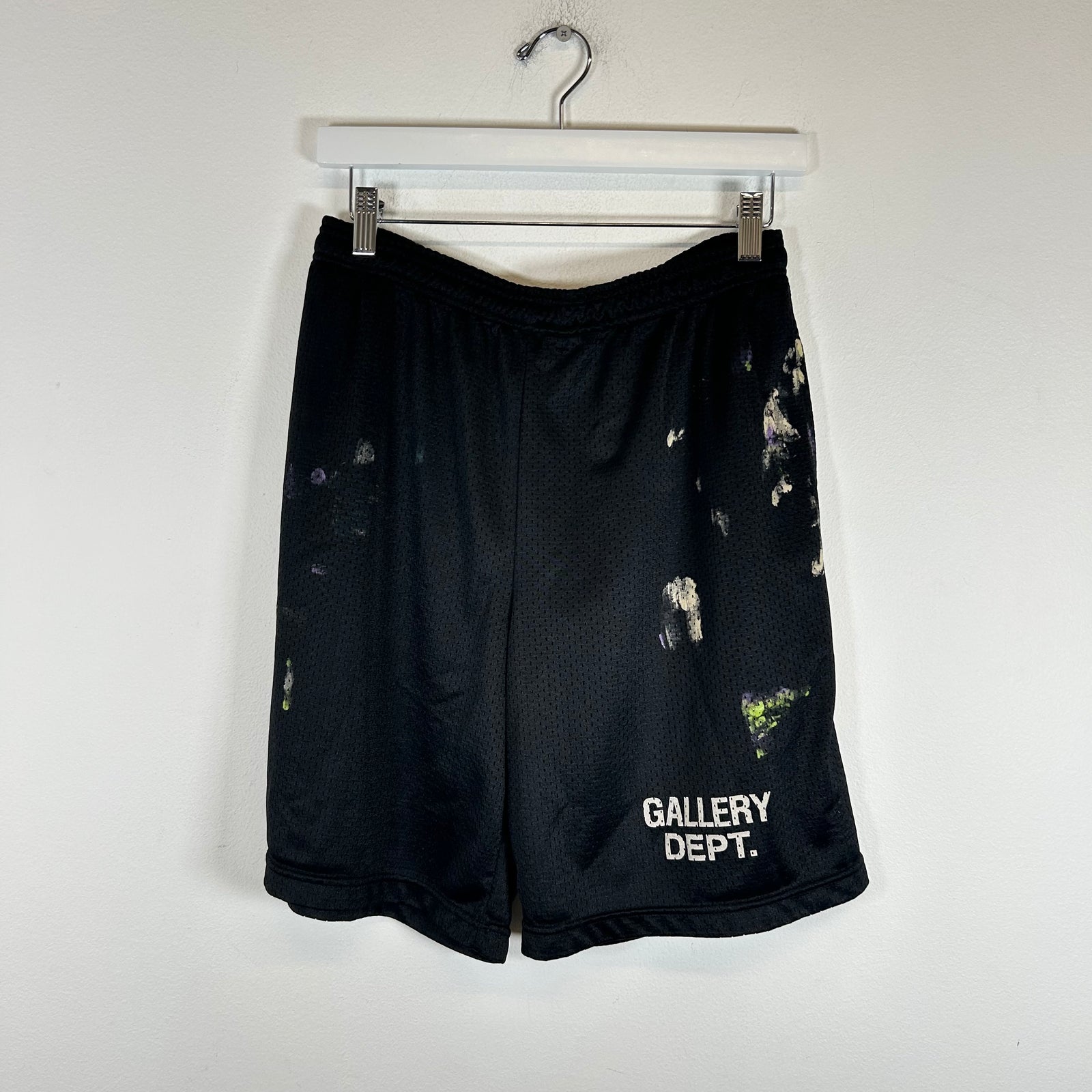 Gallery Dept Black Paint Splatter Mesh Shorts Size L