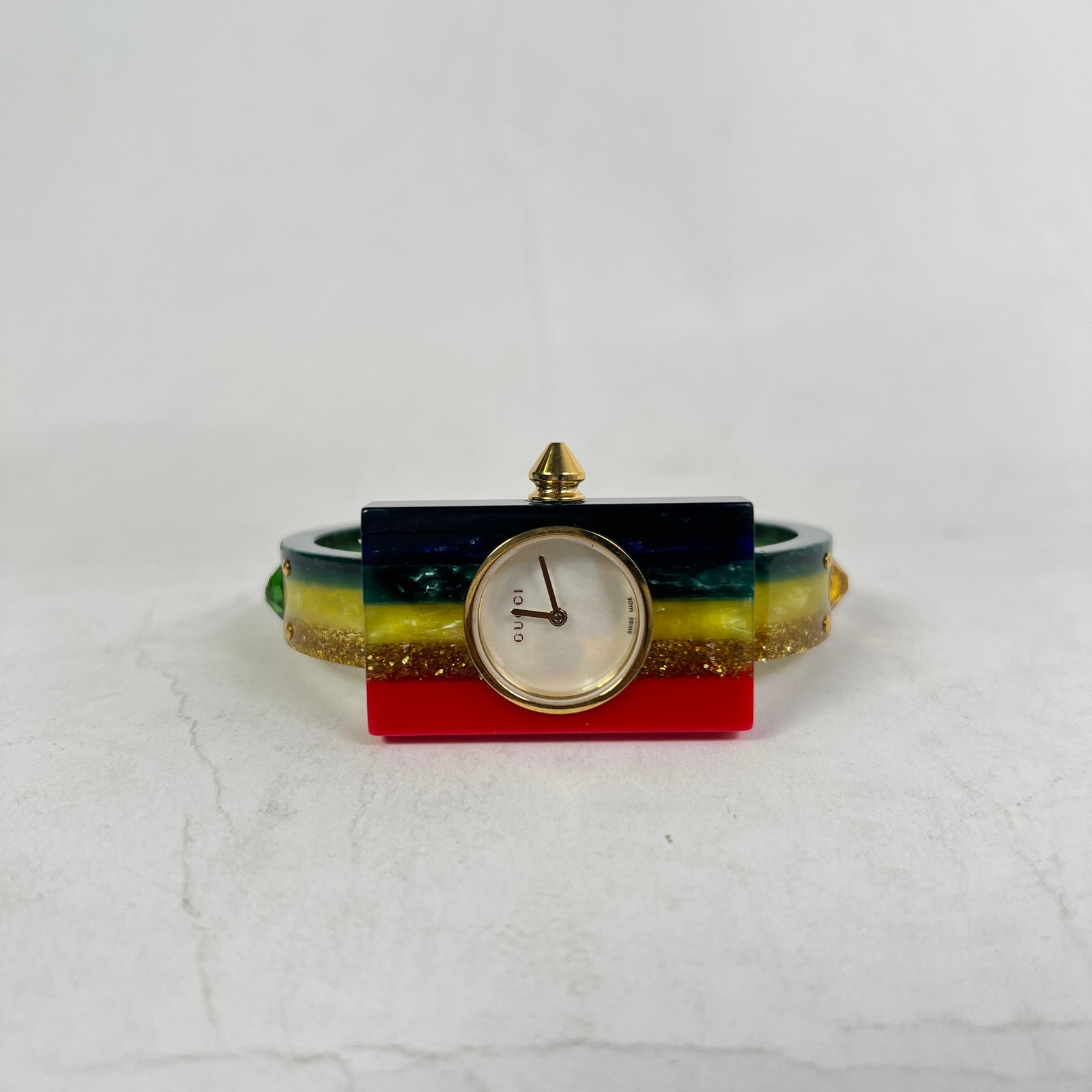Gucci Vintage Rainbow Plexiglass Web Watch