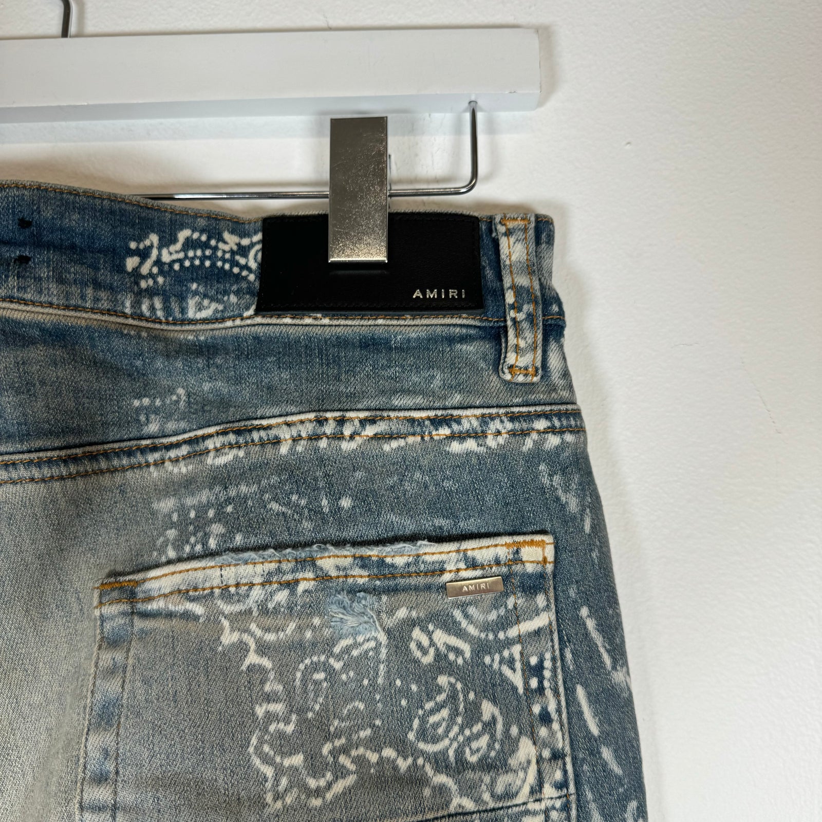 Amiri Lightwash Bleach Bandana Denim Jeans Size 32