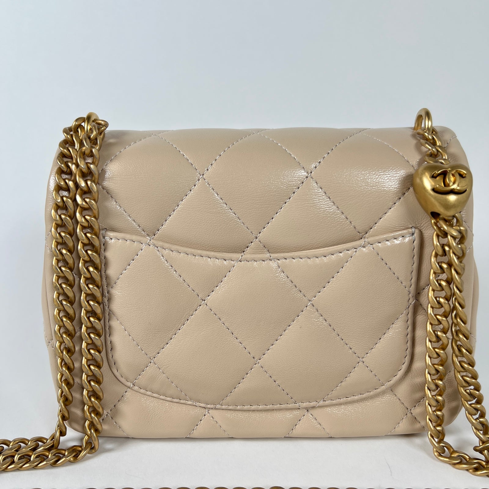 Chanel Beige Caviar Quilted Mini Sweetheart Crush Flap Bag