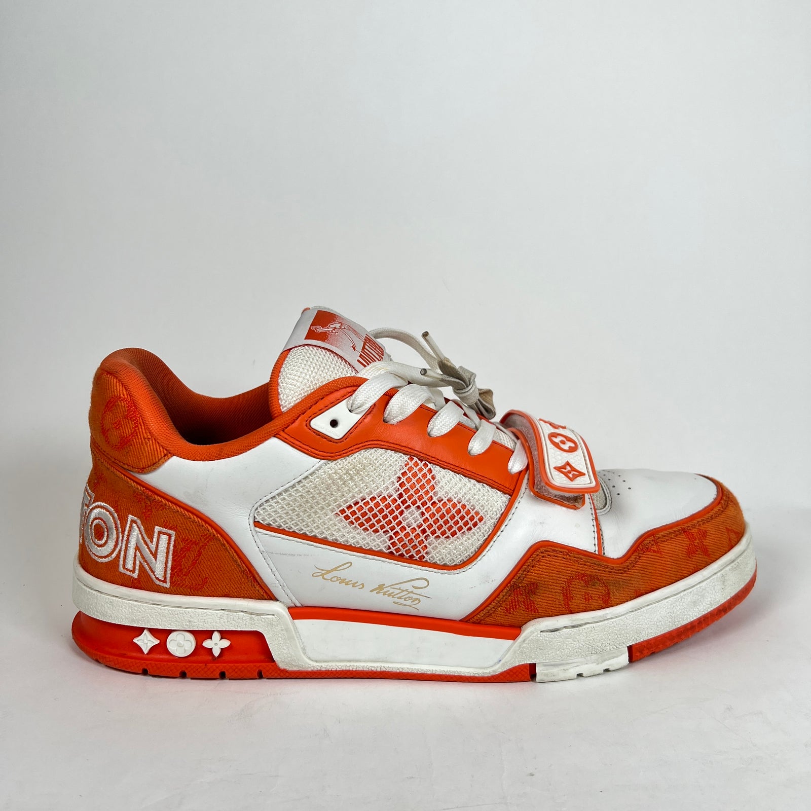 Louis Vuitton Orange Denim Monogram Trainer Size LV 9
