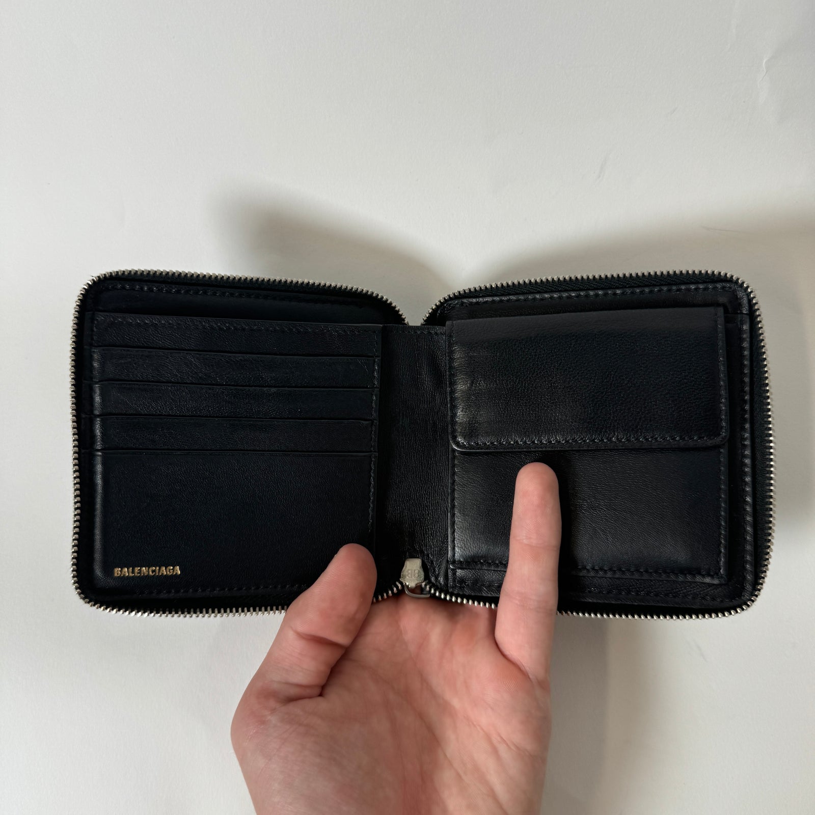 Balenciaga Black Croc Embossed Leather Wallet