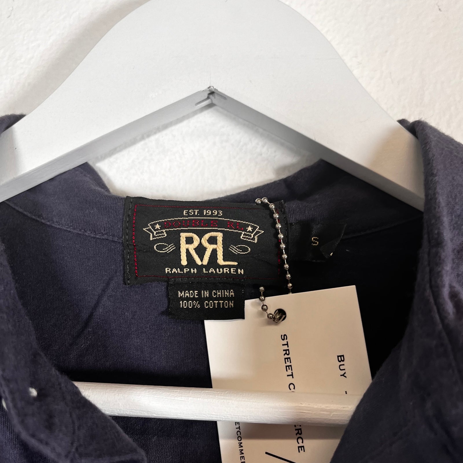 RRL Washed Navy 1/4 Polo Shirt Size M
