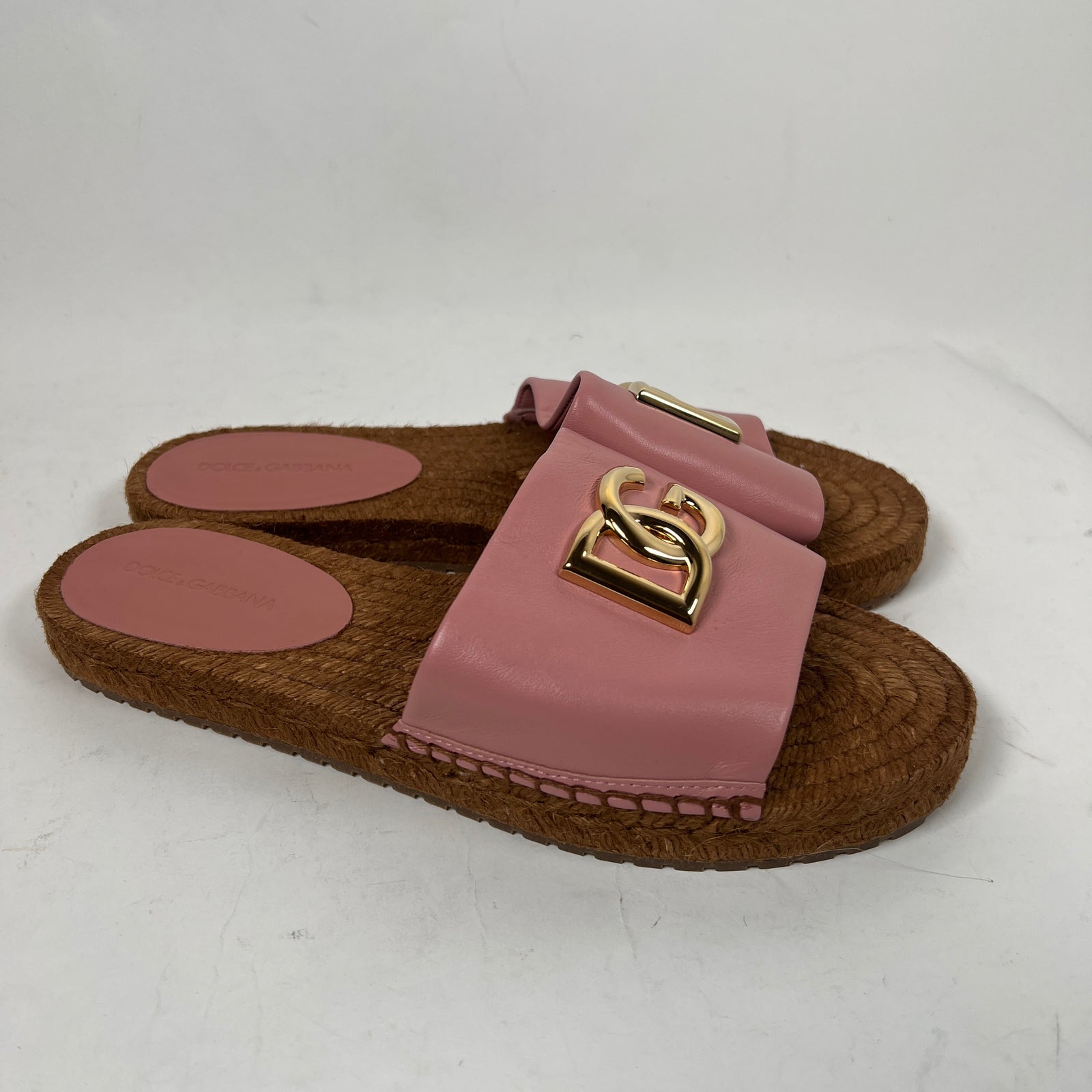 Dolce & Gabbana Pink DG Medallion Napa Espadrilles Size 38