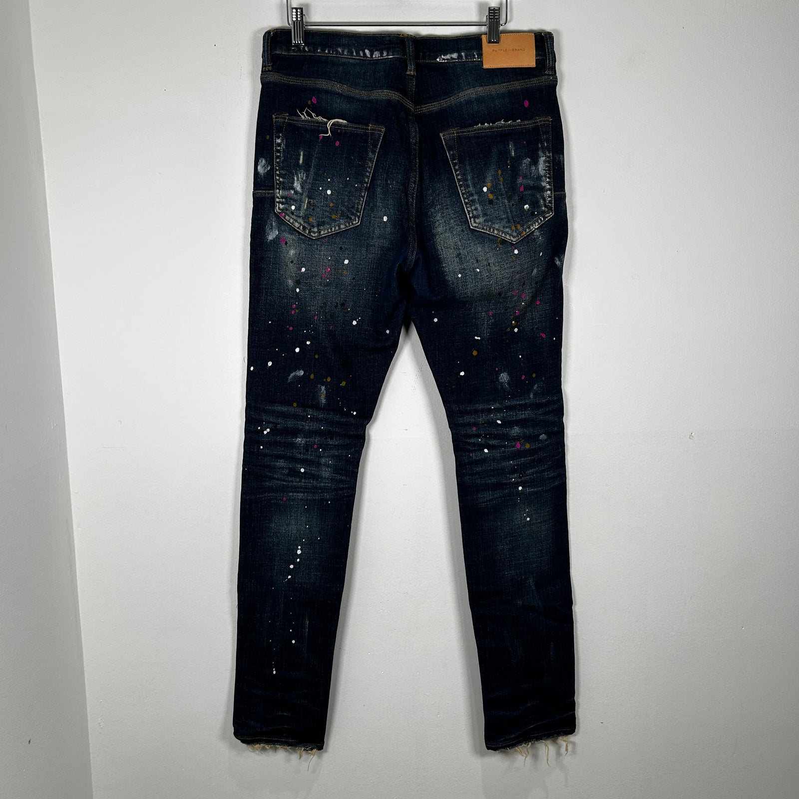 Purple Dark Blue Paint Splatter Jeans Size 32