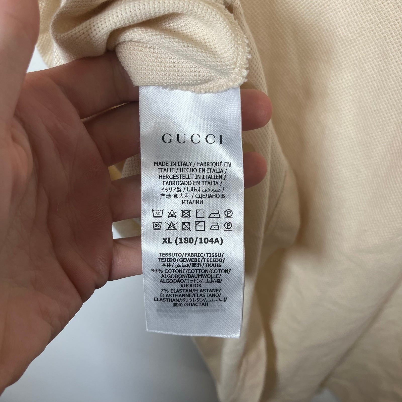 Gucci Cream/Navy Interlock Double G Polo Size XL