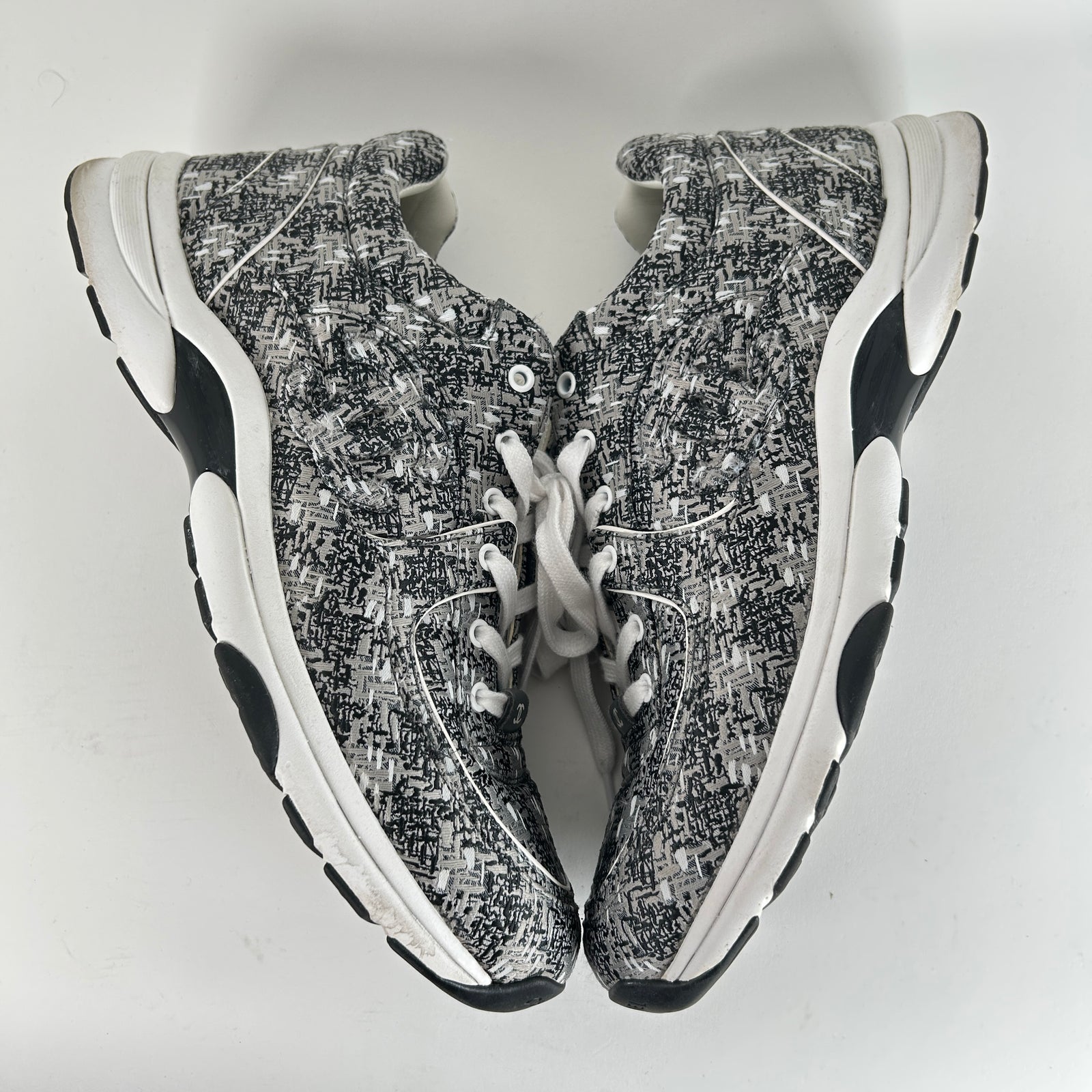 Chanel Tweed Technical Knit Interlocking CC Trainer Size 45
