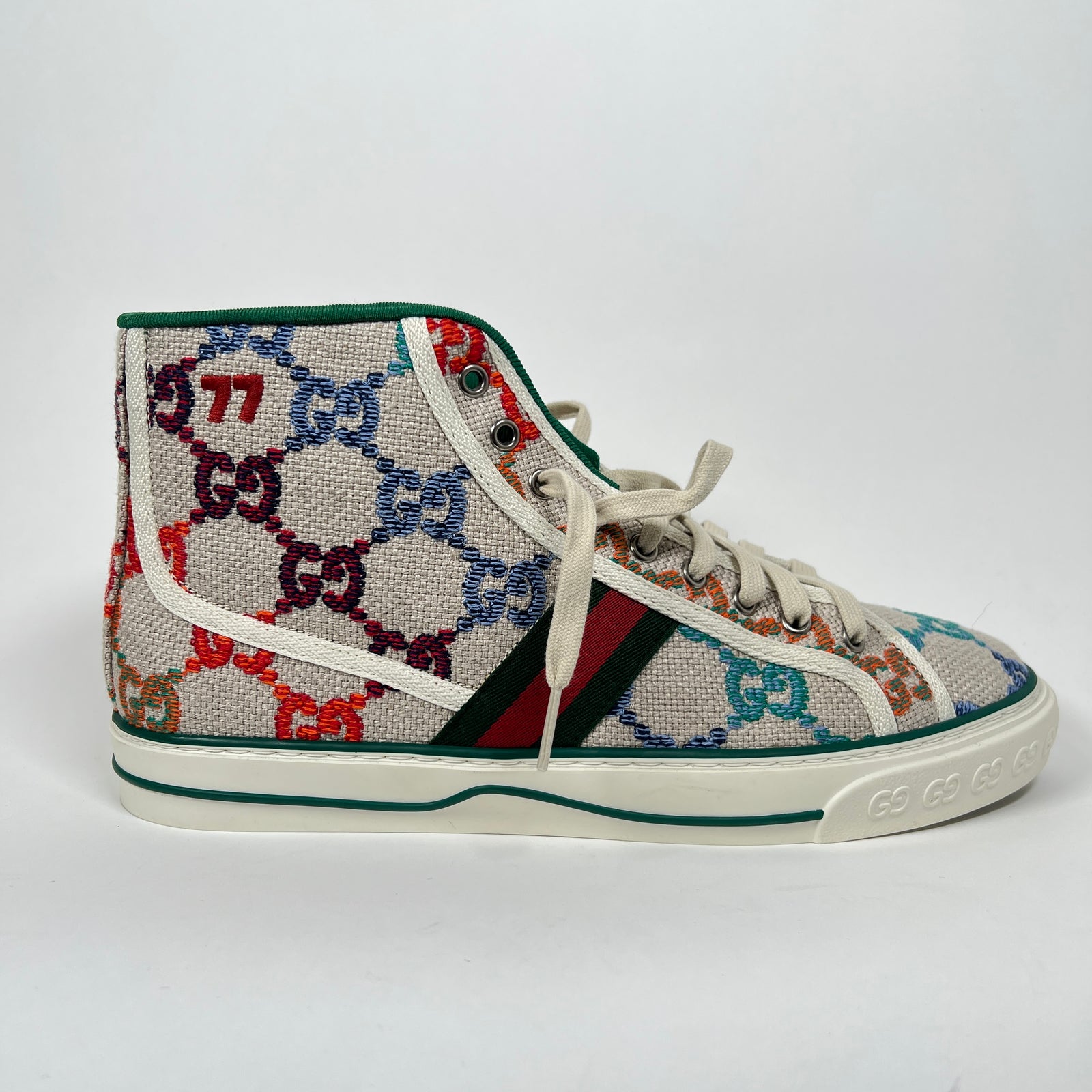 Gucci Multi Color Tennis 1977 High-Top Sneaker Size GG 9.5