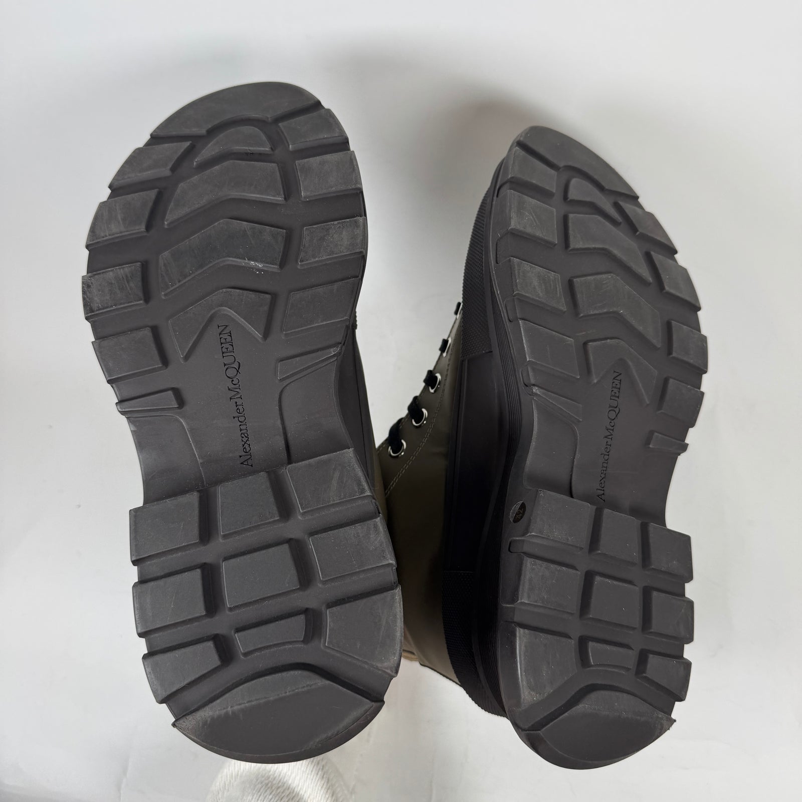 Alexander McQueen Olive Tread Slick Boots Size 42