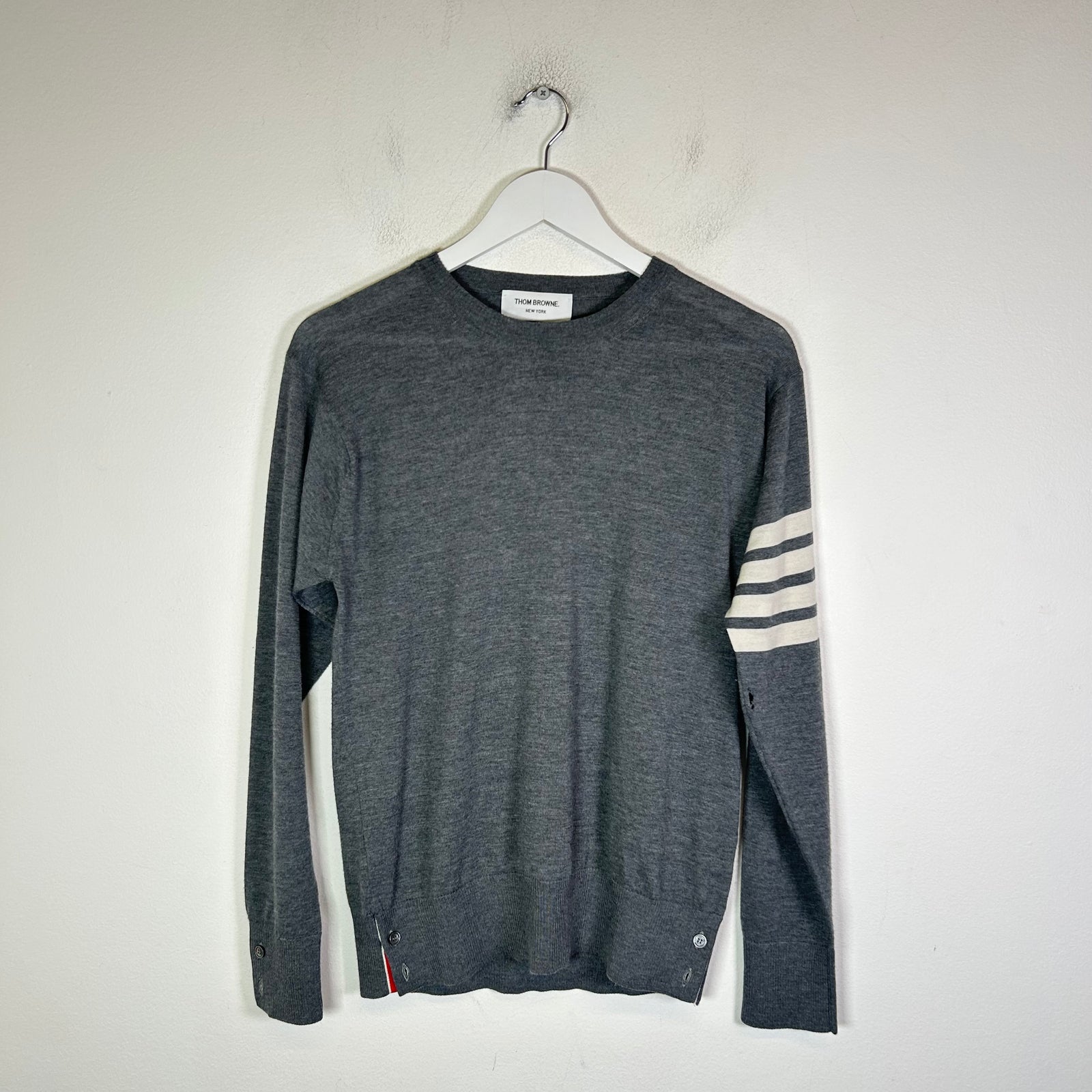 Thom Browne Grey Wool 4 Bar Lightweight Sweater Size 2