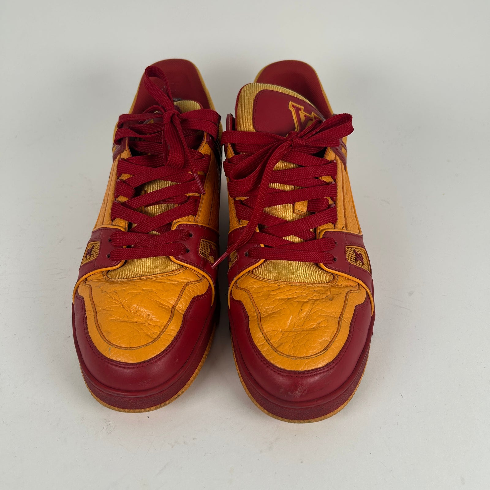 Louis Vuitton Trainer Low Red Orange Size 8.5 LV
