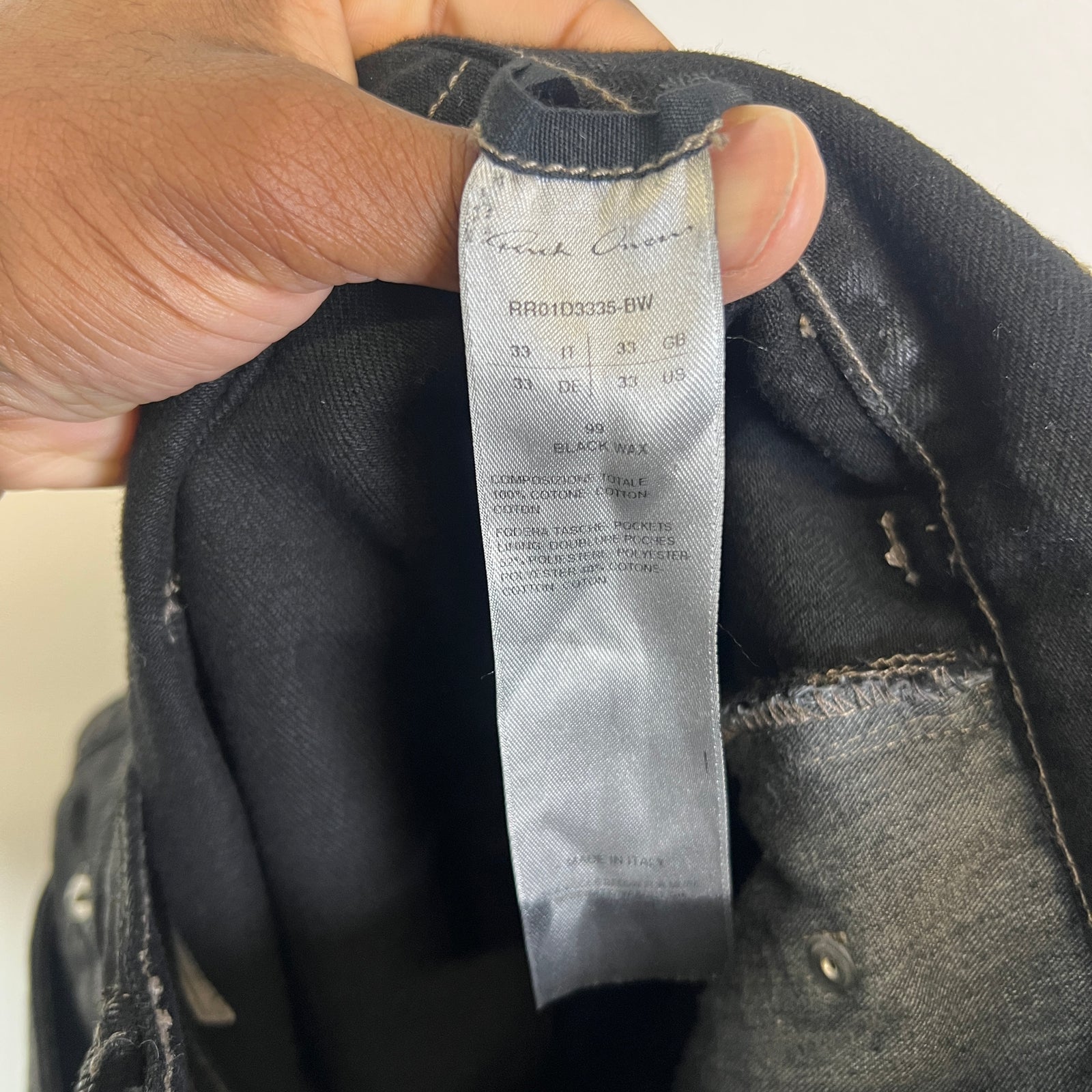 Rick Owens Lido SS24 Black Wax Bolan Jeans Size 33