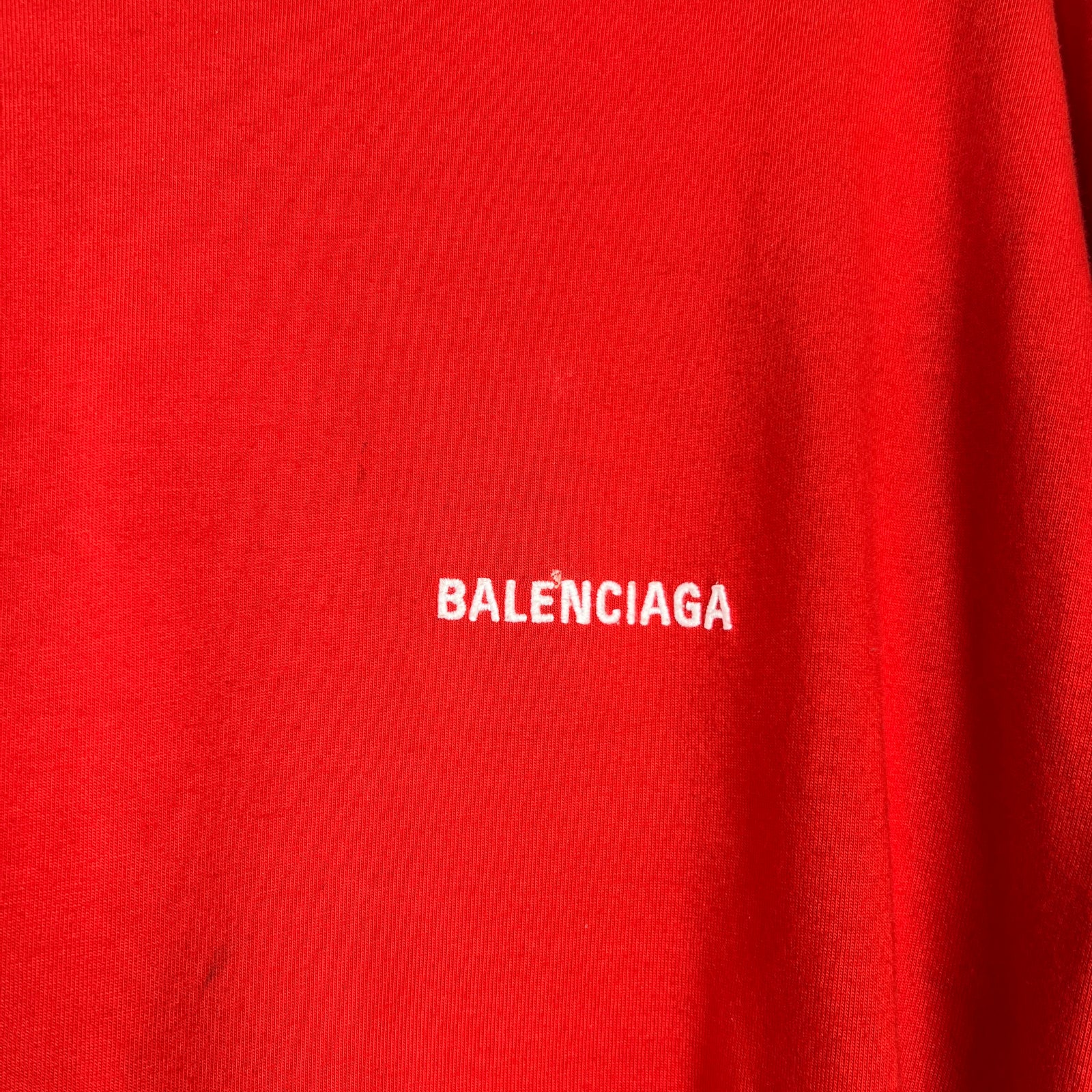 Balenciaga Red Embroidered Logo T-Shirt Size M