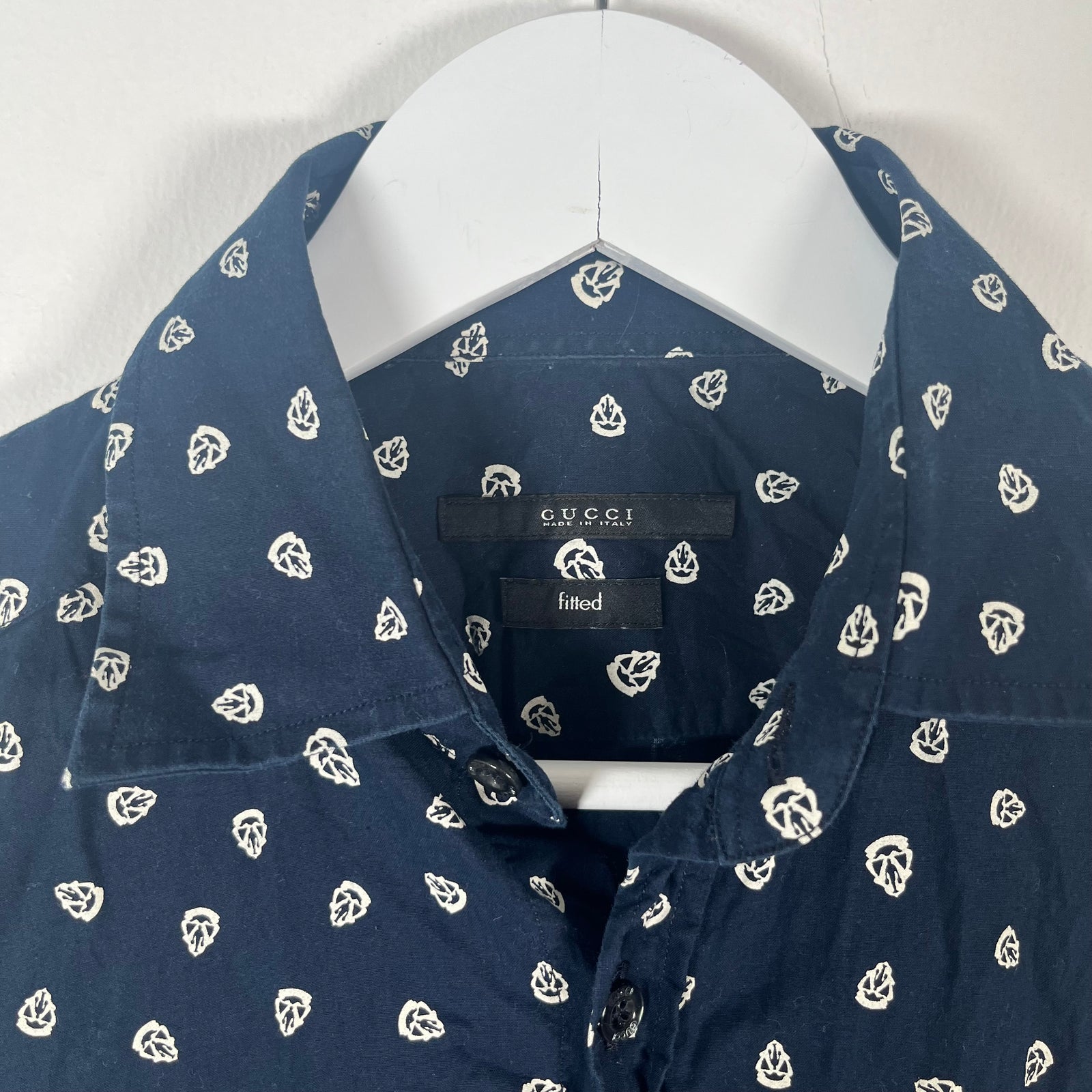 Gucci All Over Logo Print Button-Up Shirt Size M