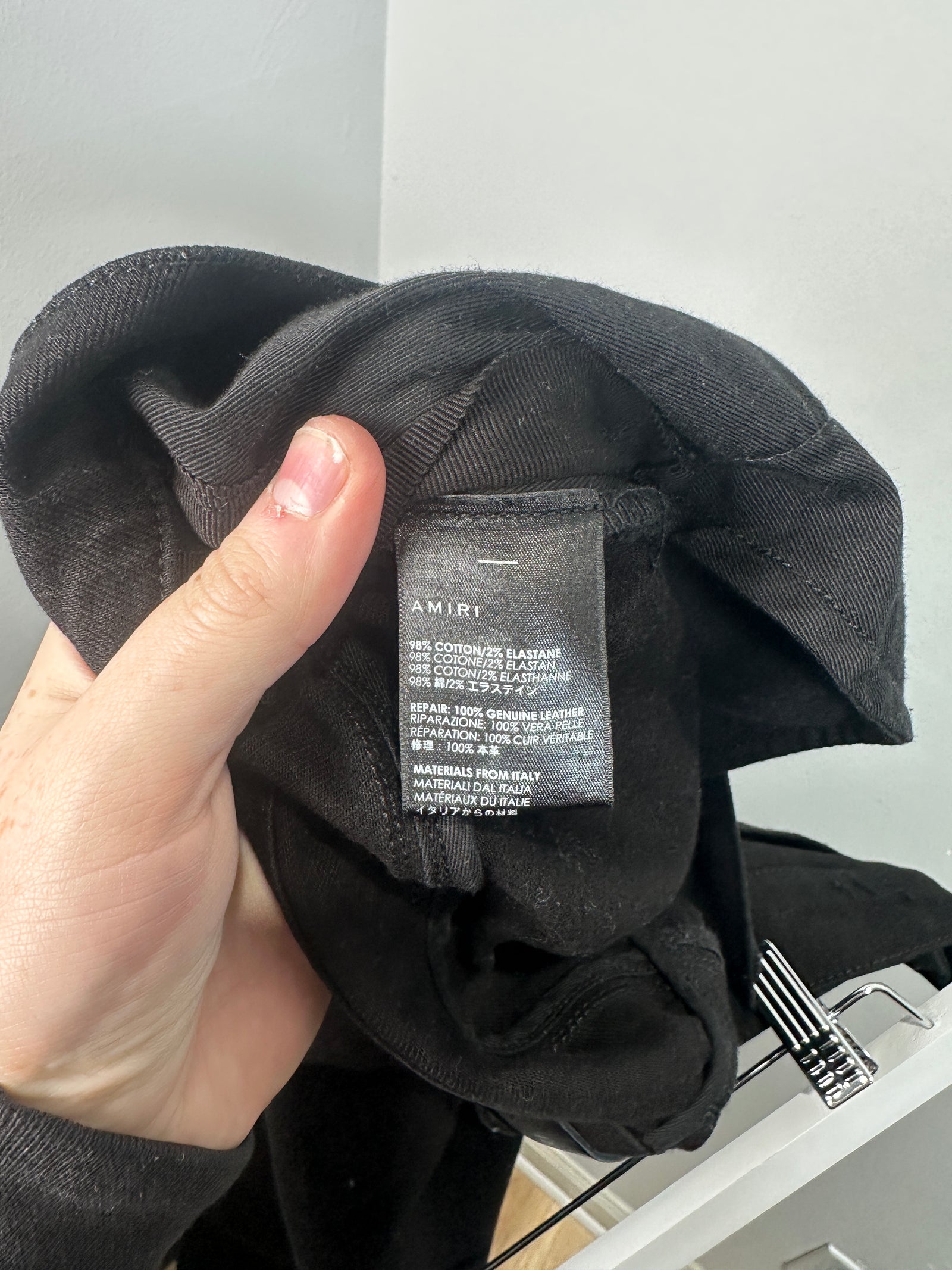 Amiri MX1 Black Leather Patch Jeans Size 34
