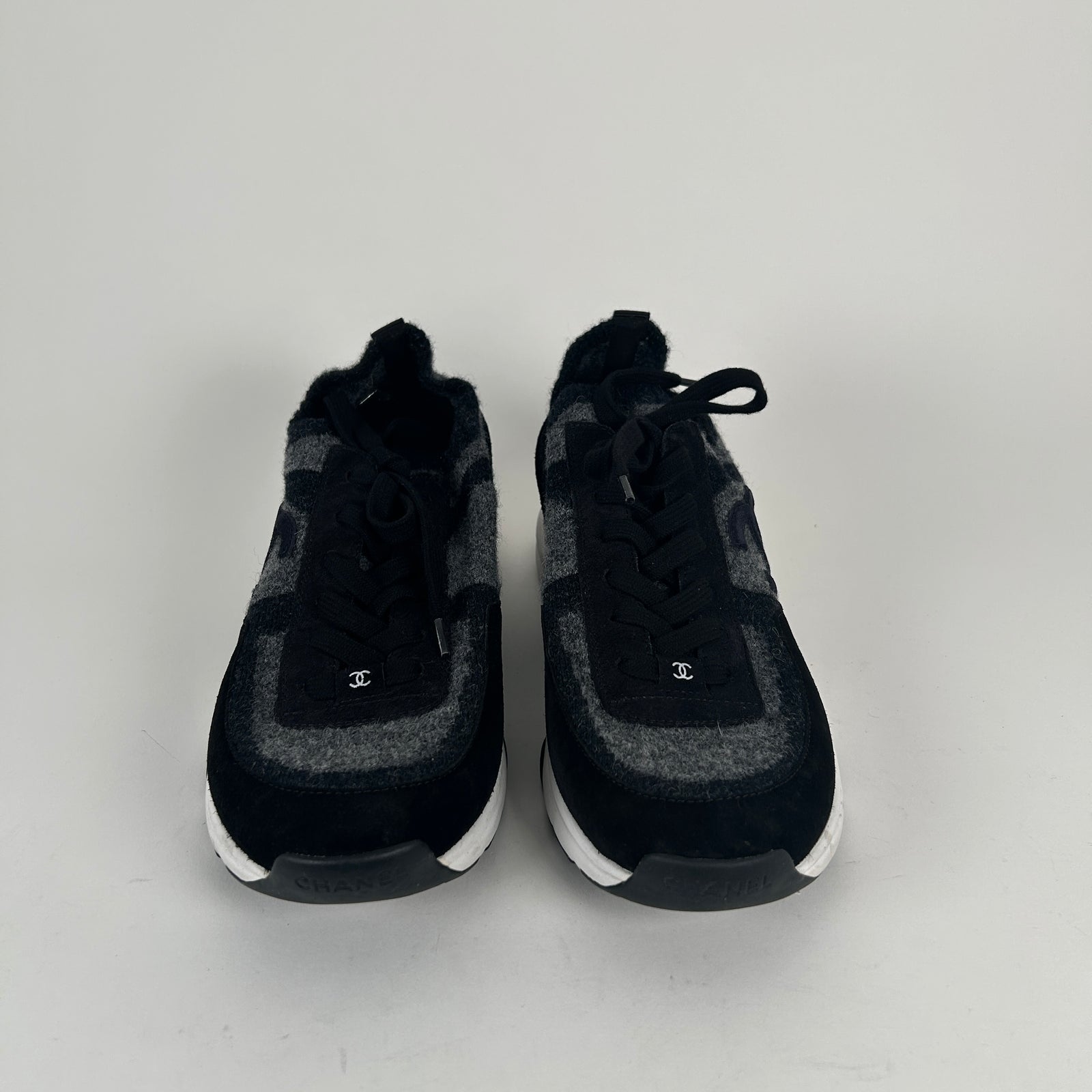 Chanel Dark Grey Knit Sock Runner Size 44