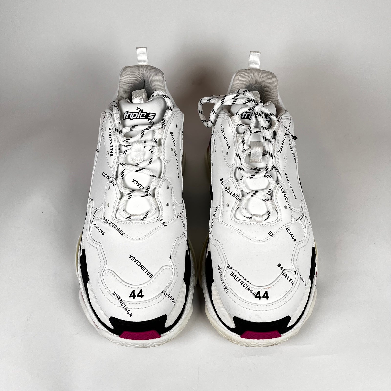 Balenciaga White/Pink Triple S Sneakers Size 44