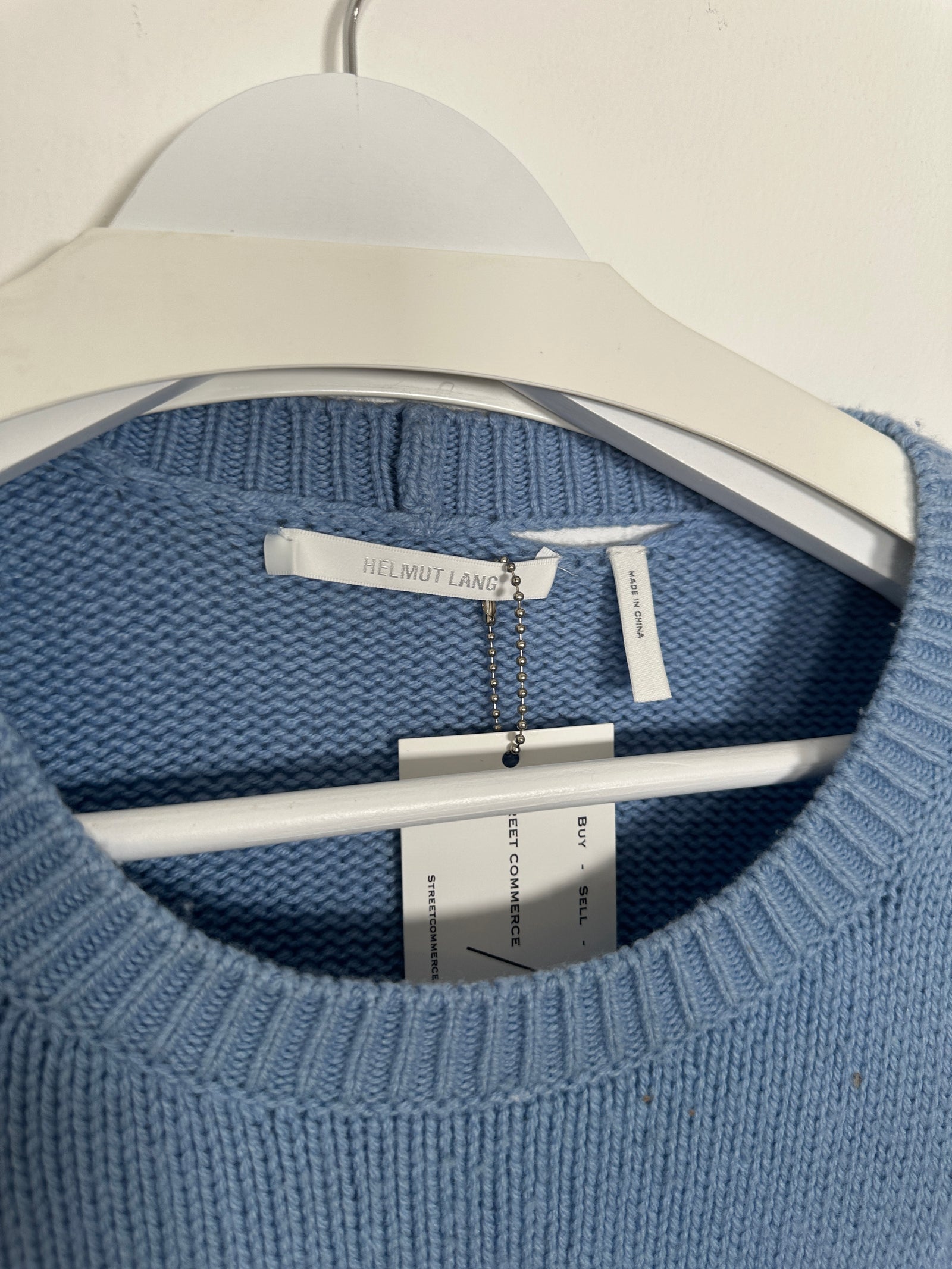 Helmut Lang Distressed Blue Wool Sweater Size M