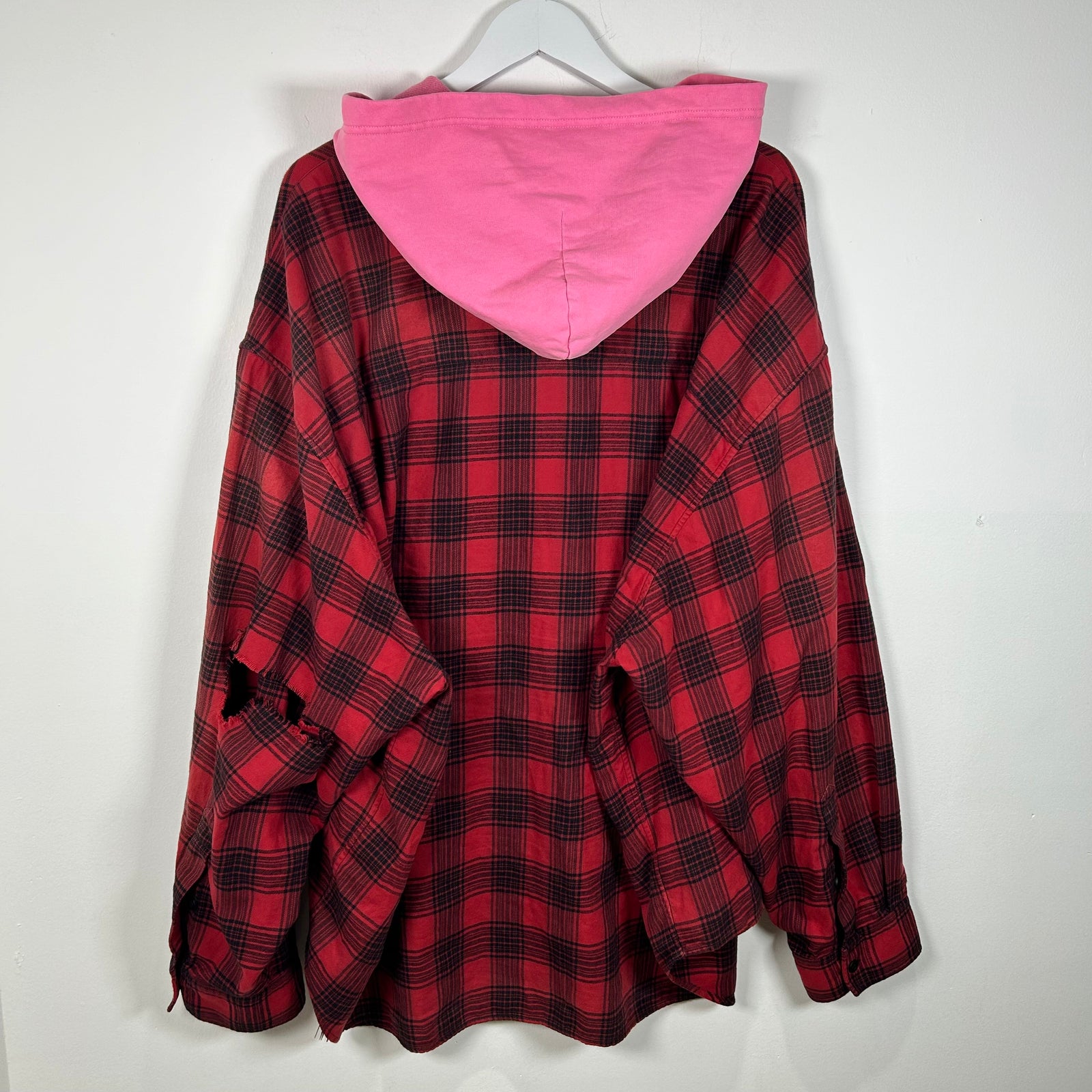 Balenciaga Hooded Distressed Flannel Size 2