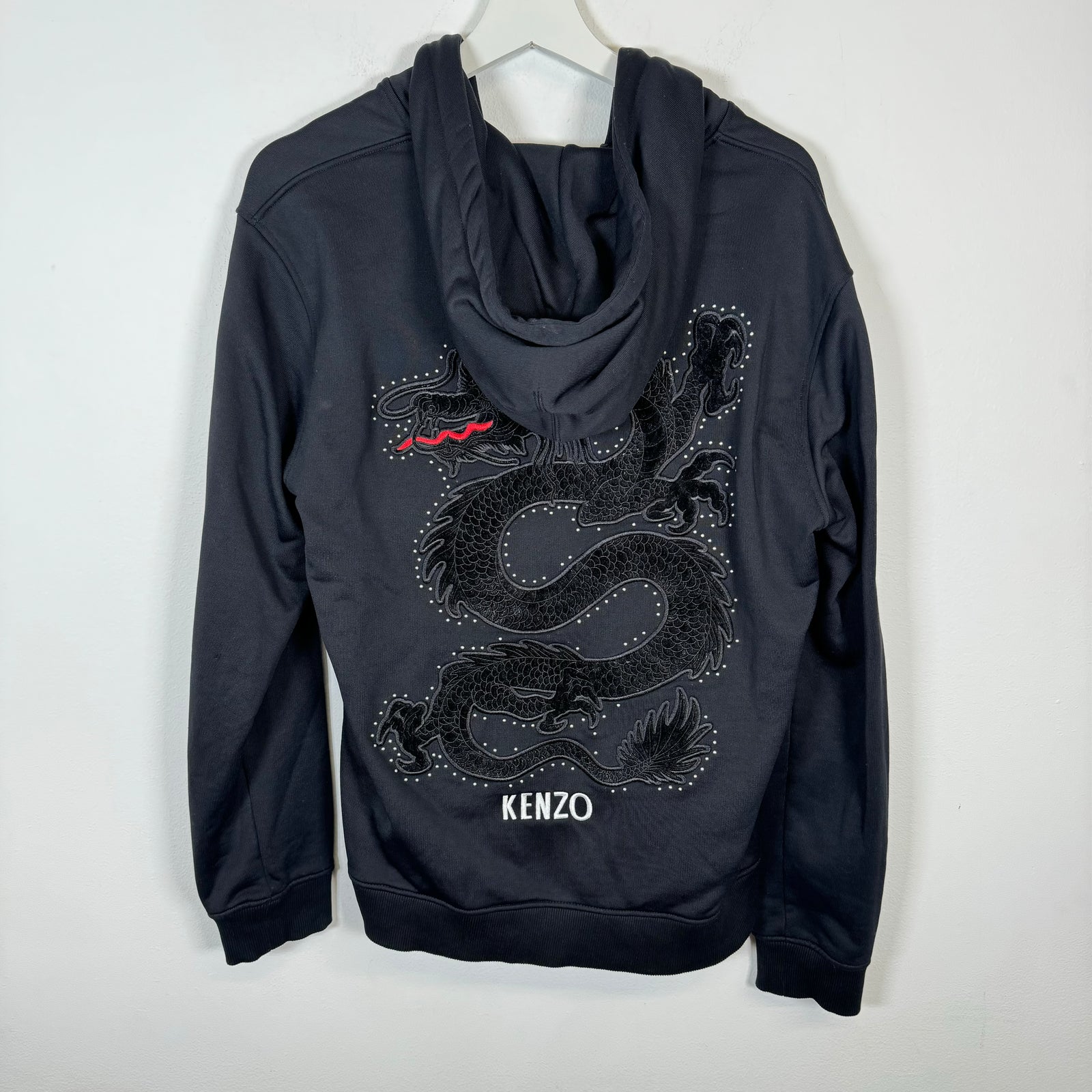 Kenzo Black Dragon Embroidered Hoodie Size M