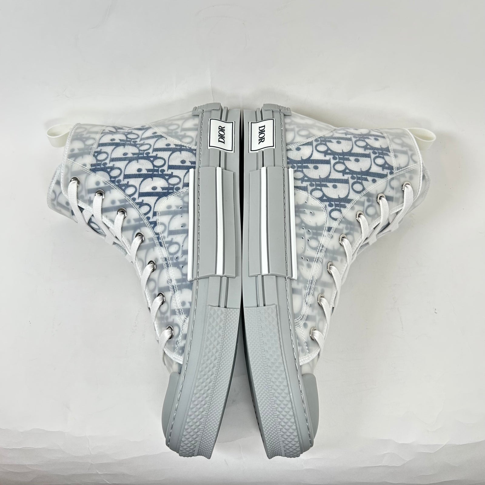 Dior B23 Blue/Grey Oblique Transparent High Top Sneaker Size 45