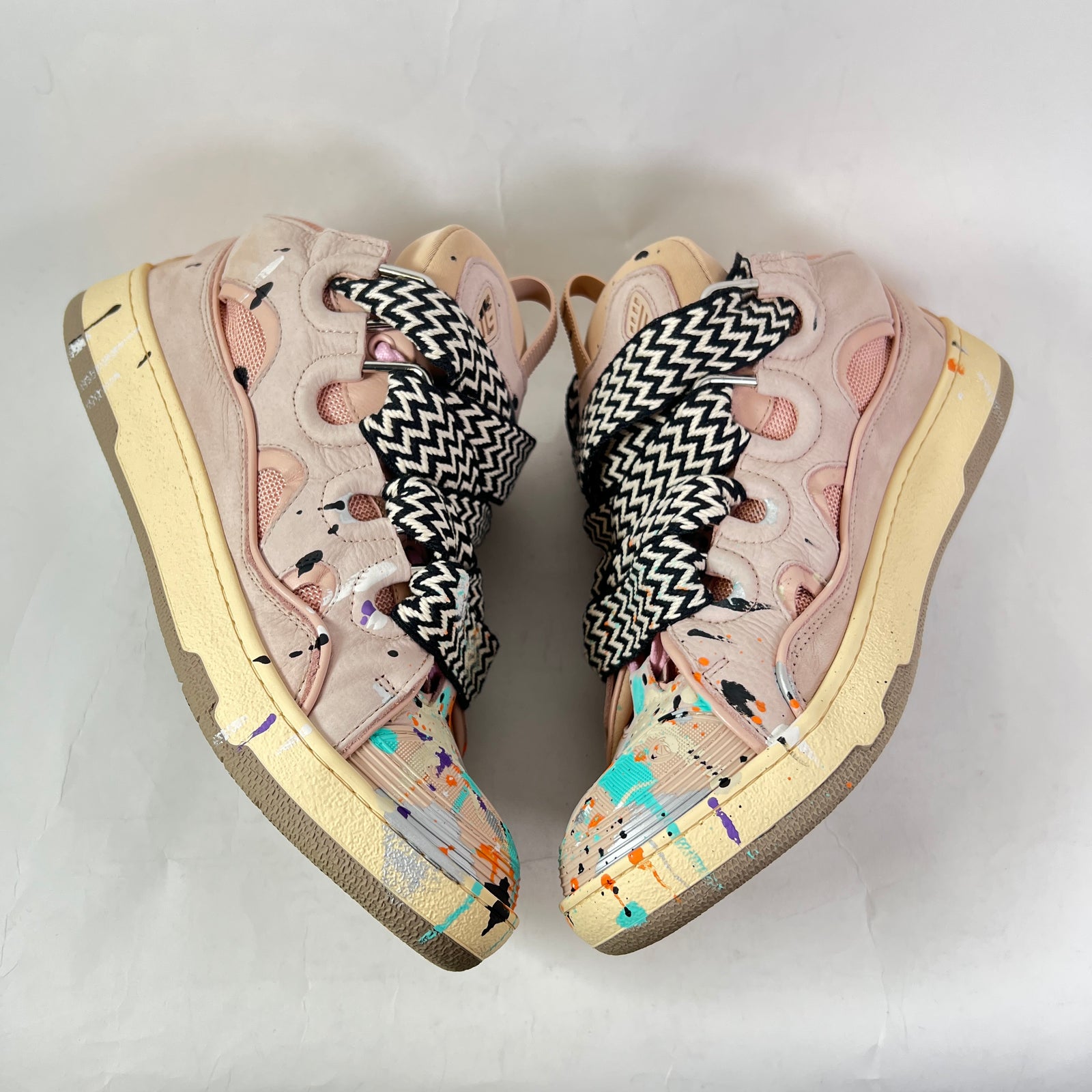 Lanvin X Gallery Dept Pink Paint Splatter Curb Sneaker Size 45