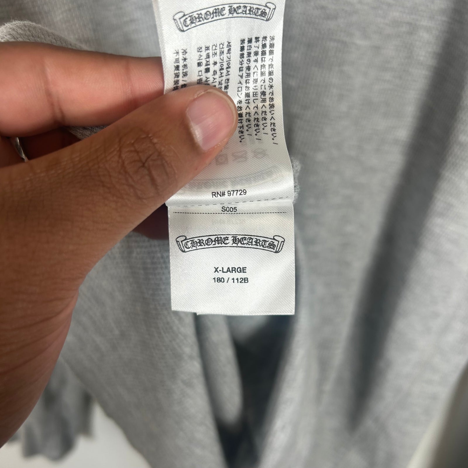 Chrome Hearts Grey Dagger Thermal Longsleeve Size XL