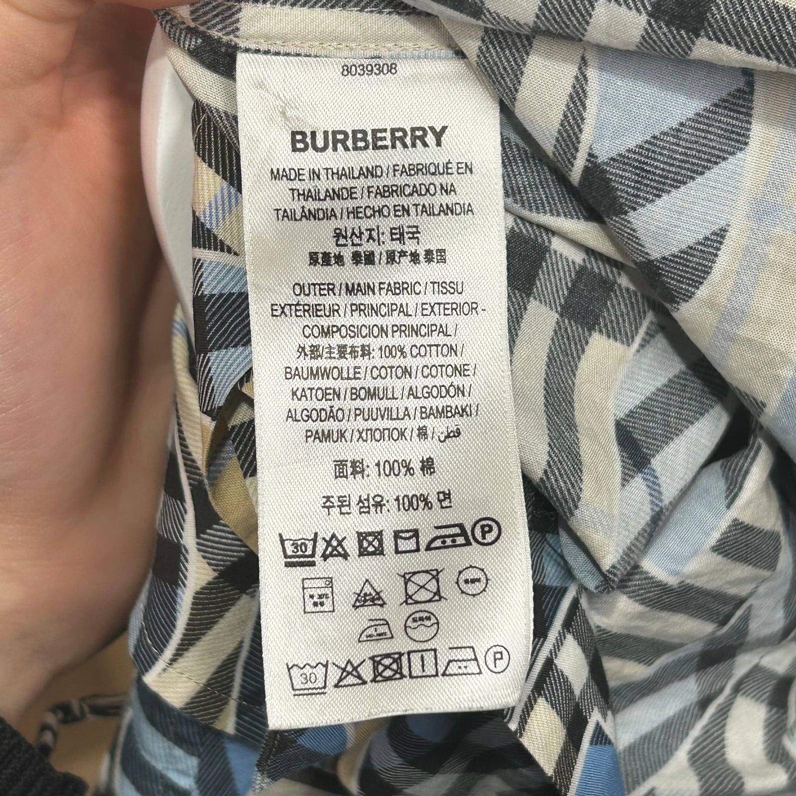 Burberry Logo Plaid Button-Up Shirt Size XL