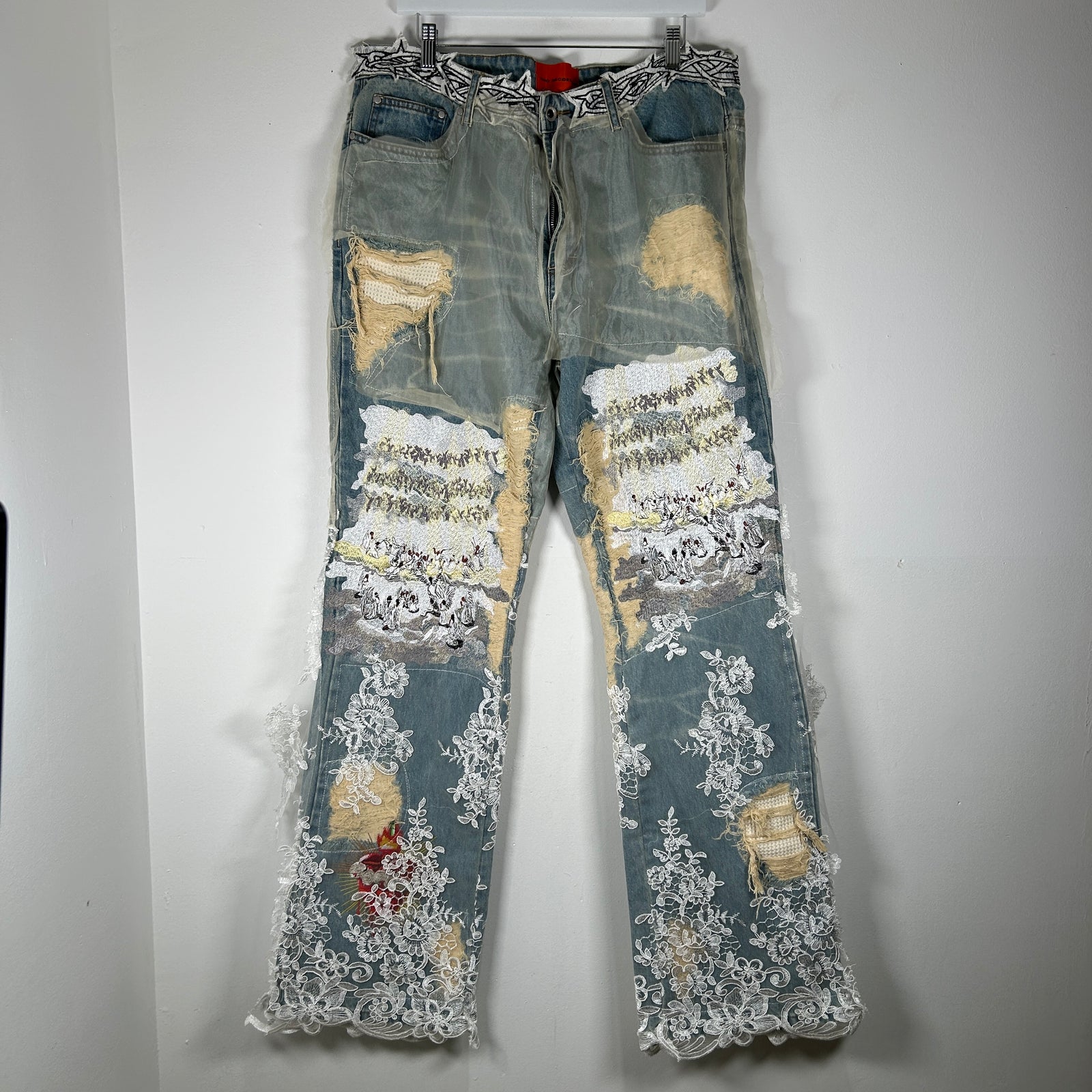 Who Decides War Eternal Heart Lace Jeans Size 36
