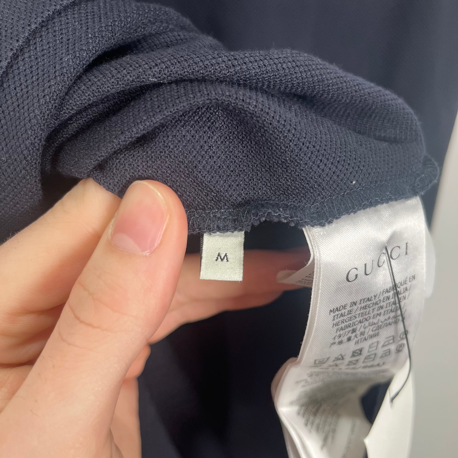 Gucci Black GG Shoulder Logo Polo Shirt Size M