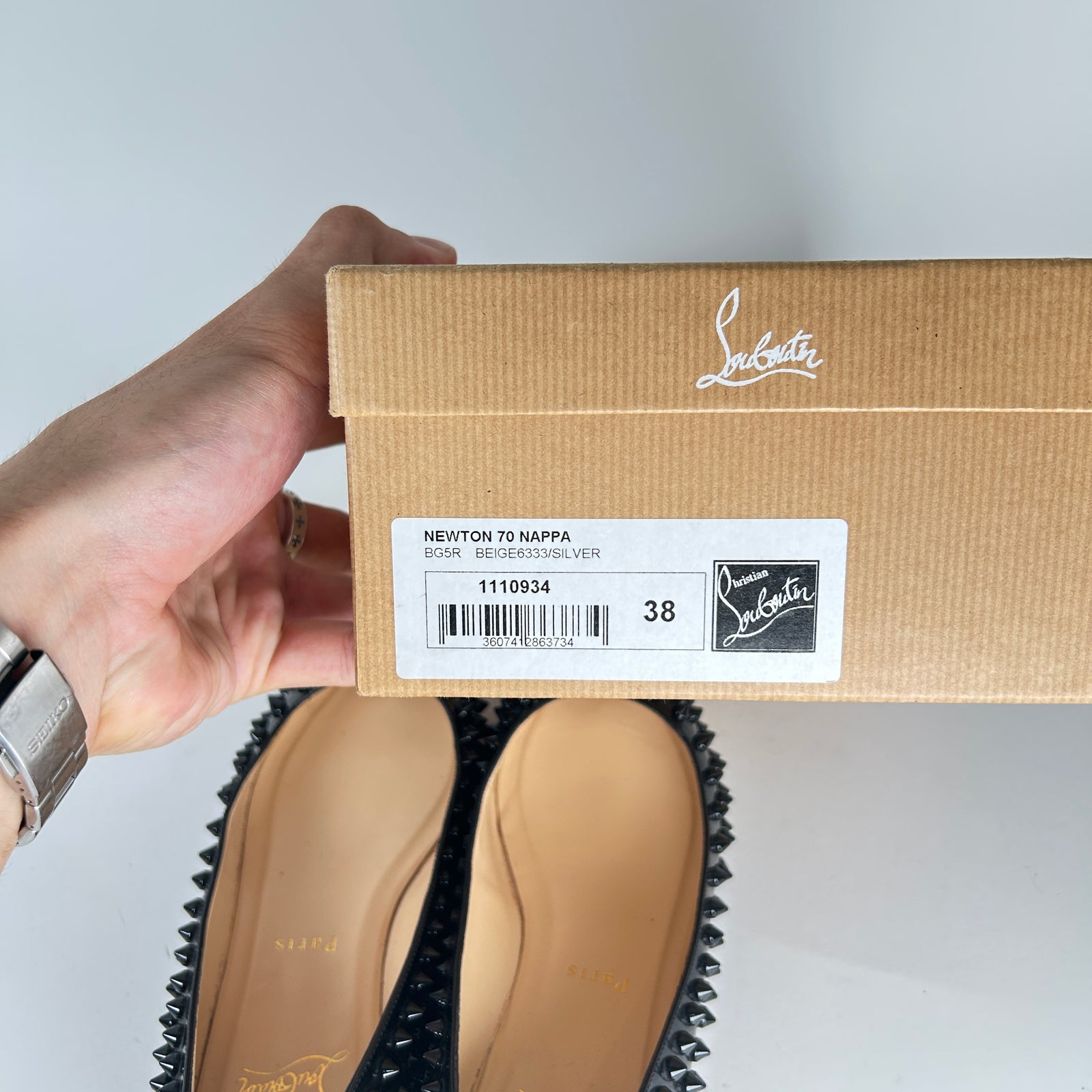 Christian Louboutin Black Patent Studded Flats Size 38