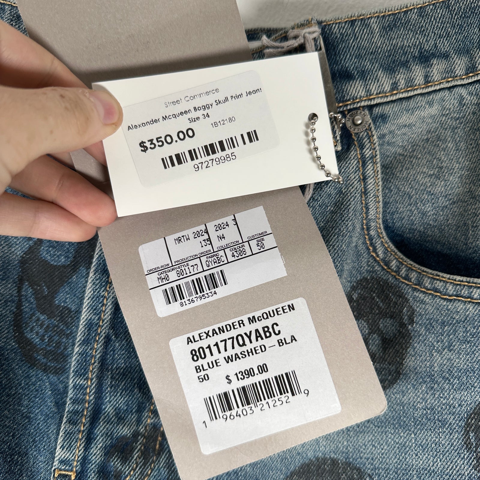 Alexander Mcqueen Baggy Skull Print Jeans Size 34