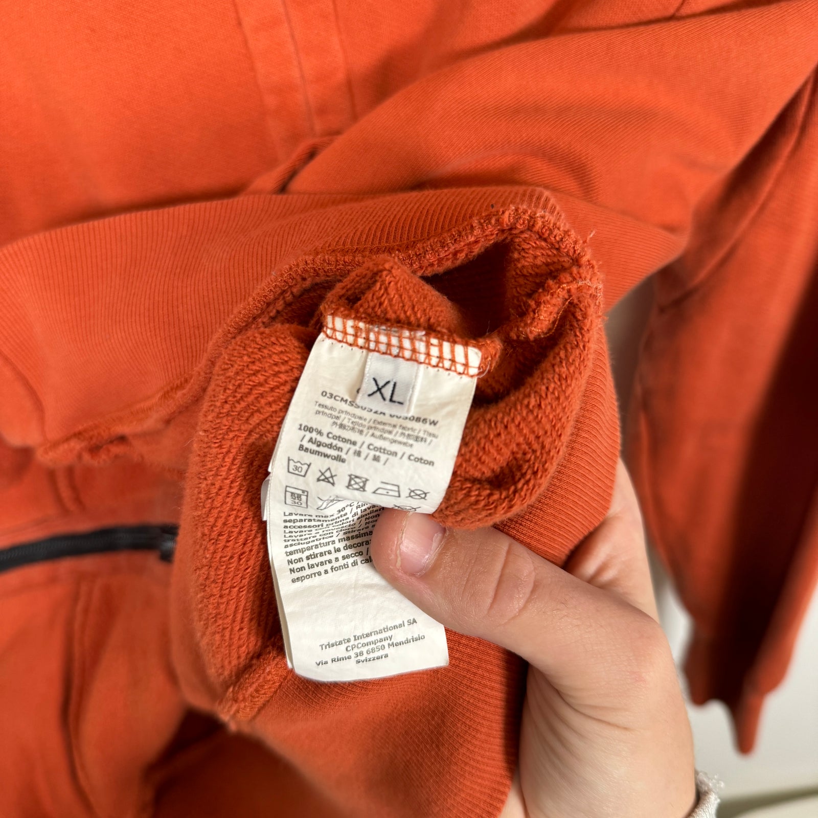 CP Company Orange Zip-Up Hoodie Size XL