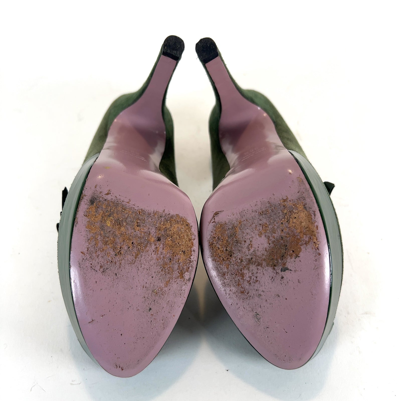 Valentino Suede Patent Leather Bow Heels
