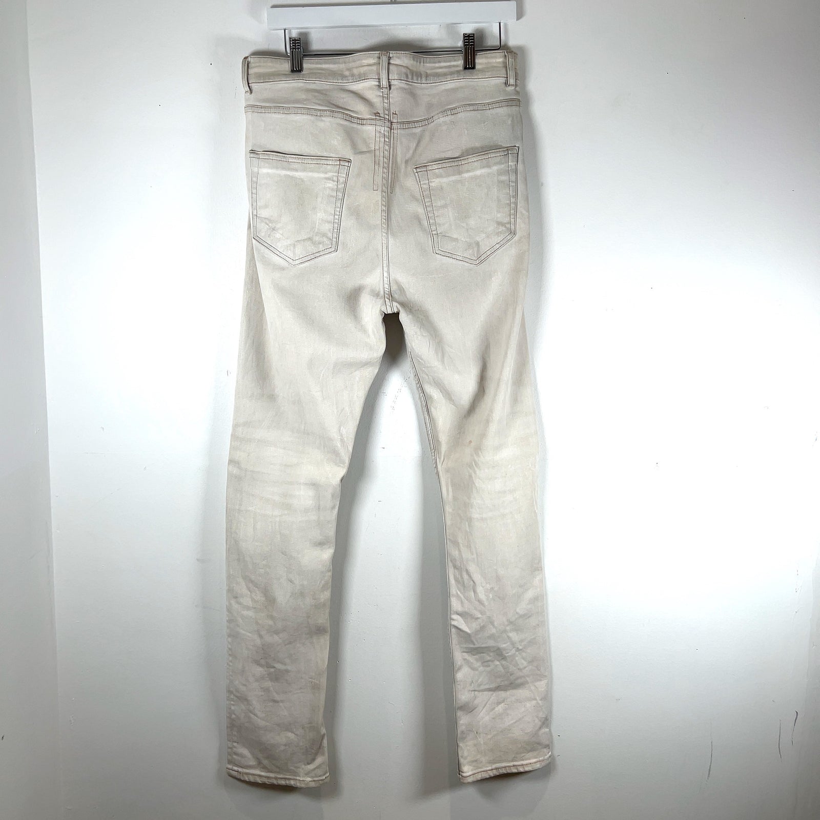 Rick Owens DRKSHDW 'White Wax' Acrylic Painted Detroit Jeans