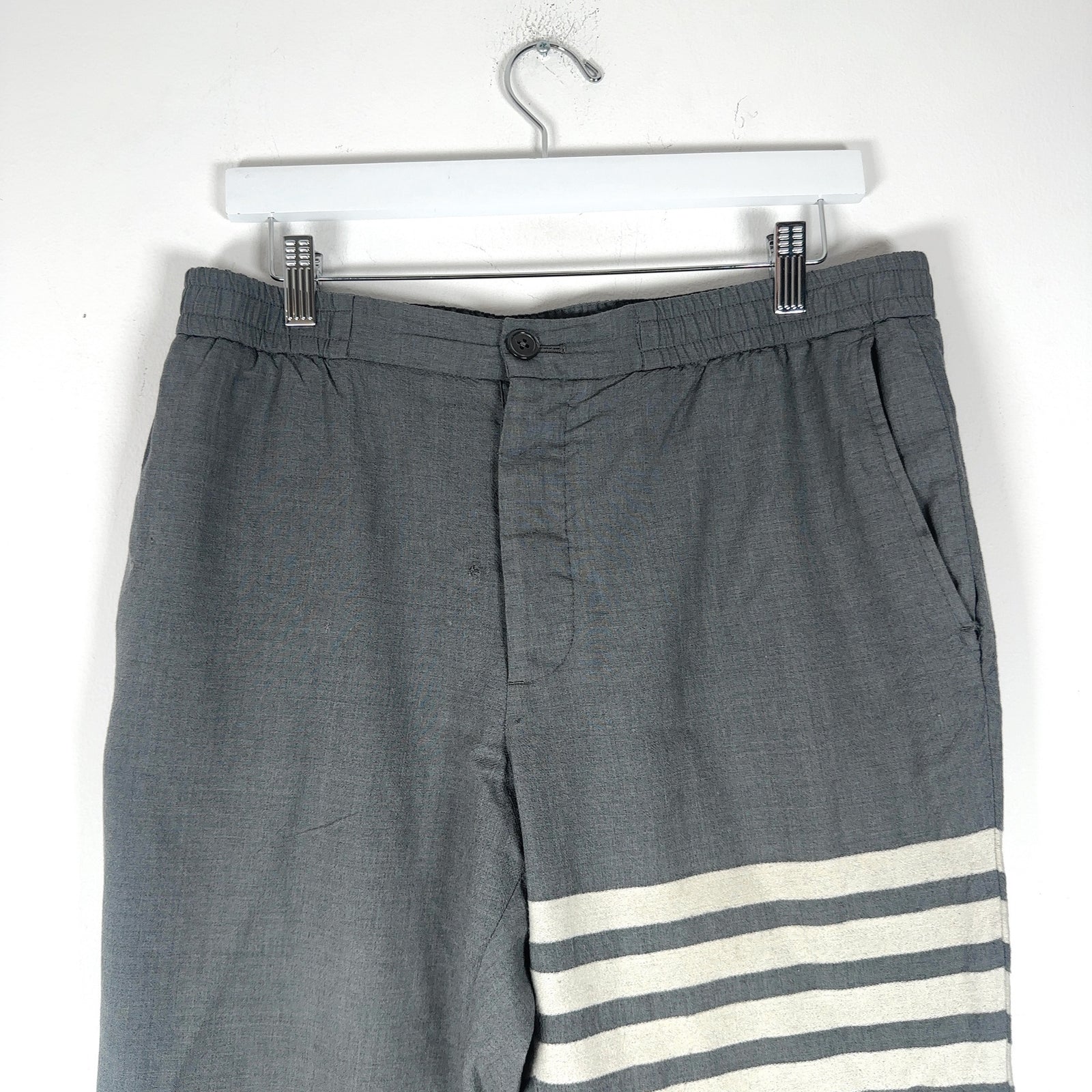 Thom Browne Woostered Woven Wool 4-Bar Pants