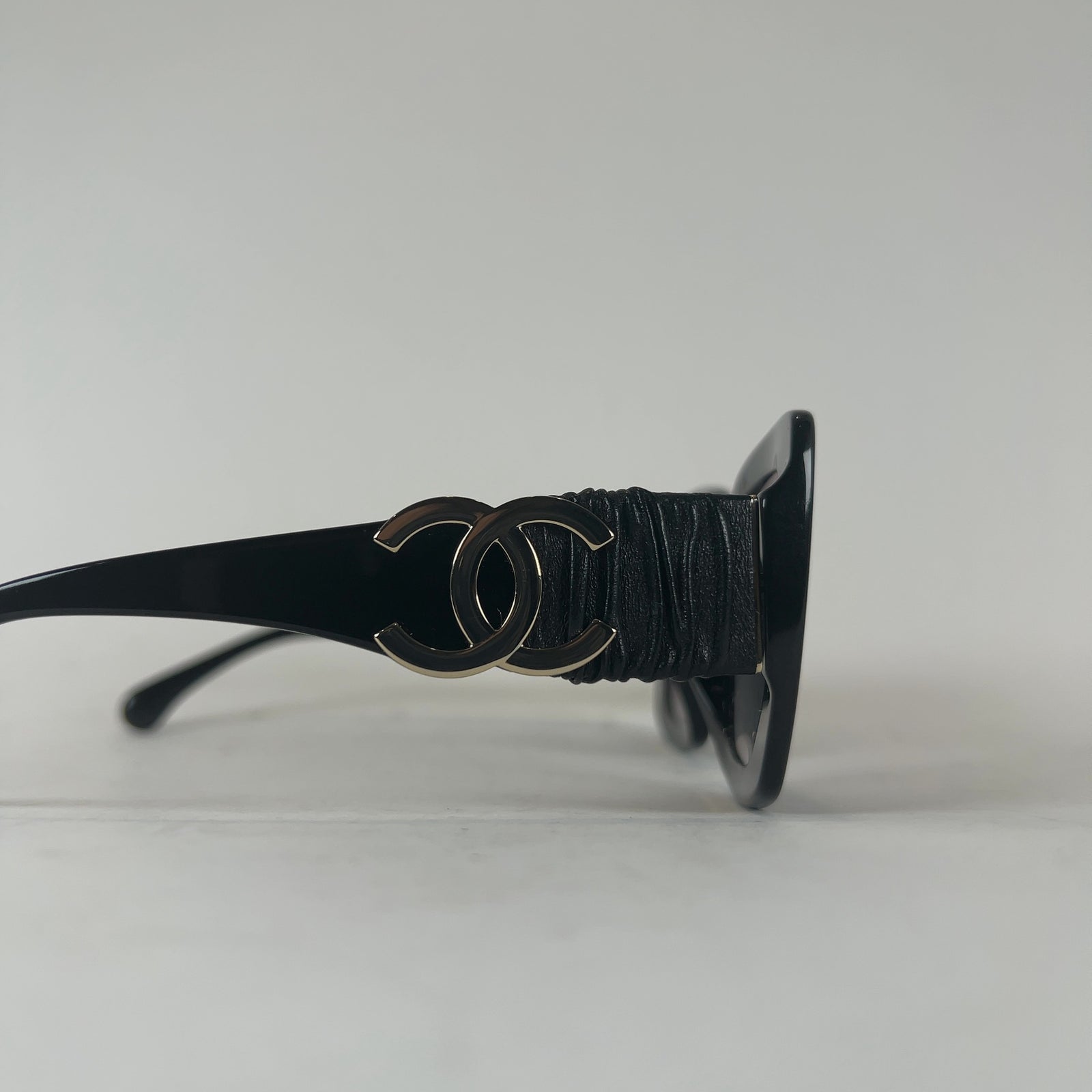 Chanel Square Frame Calfskin Leather Sunglasses