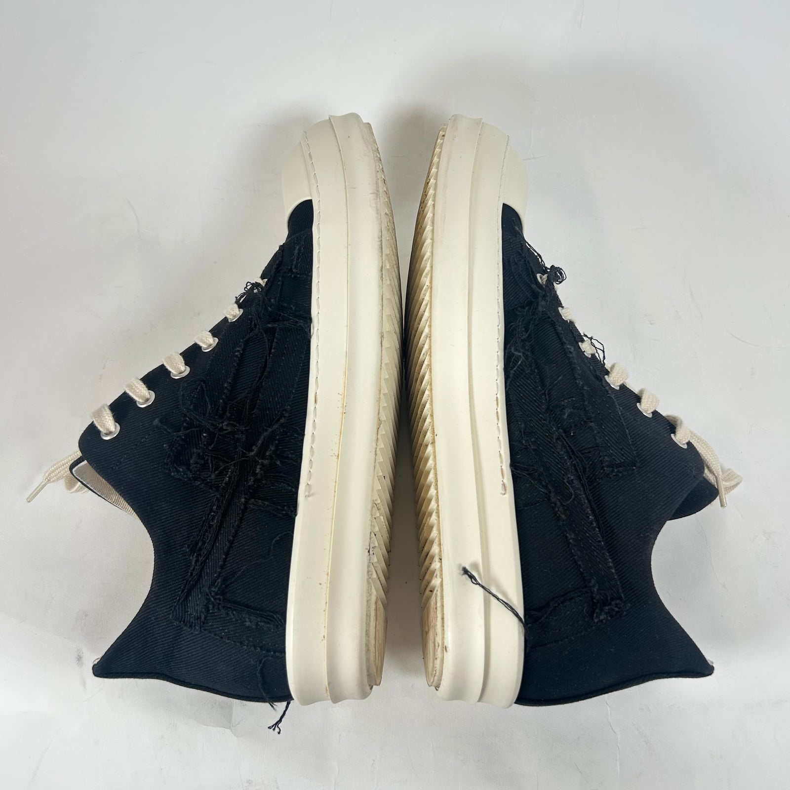 Rick Owens Drkshdw Black Distressed Low-Top Ramones Size 44