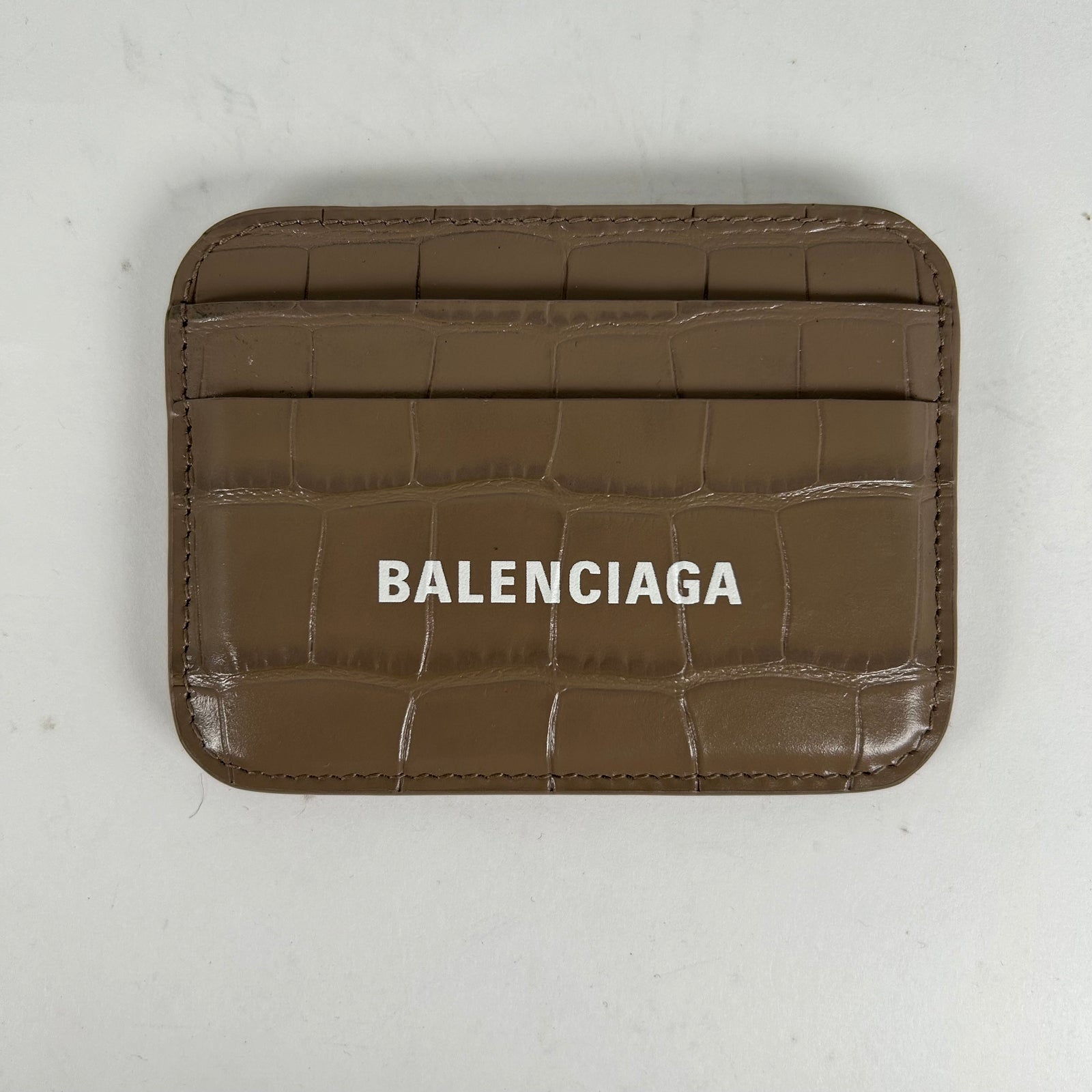Balenciaga Logi Beige Croc Cardholder